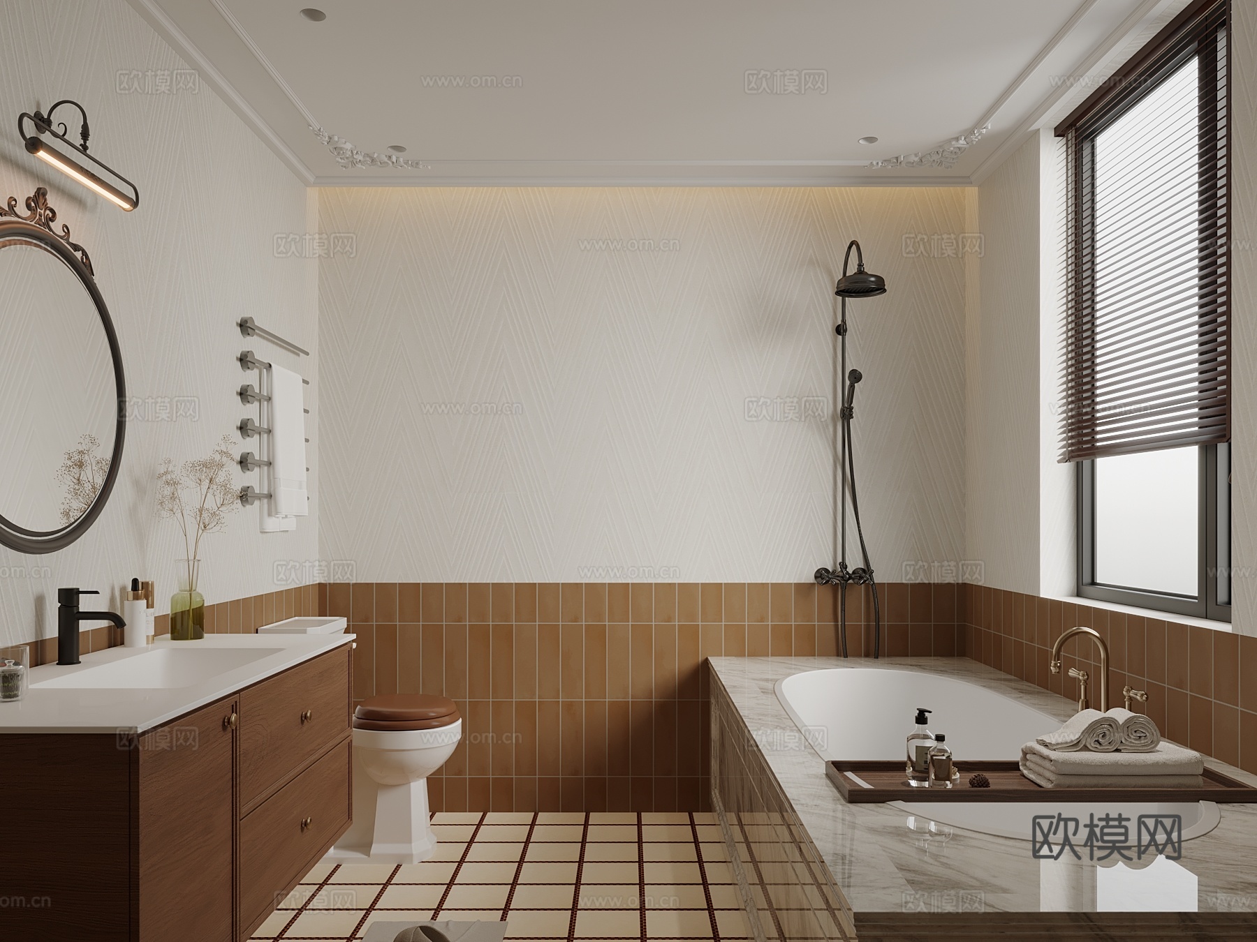 中古风卫生间su模型