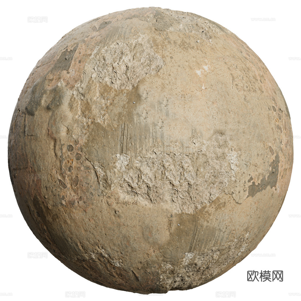 粗糙破旧水泥墙户外墙 PBR贴图 1k