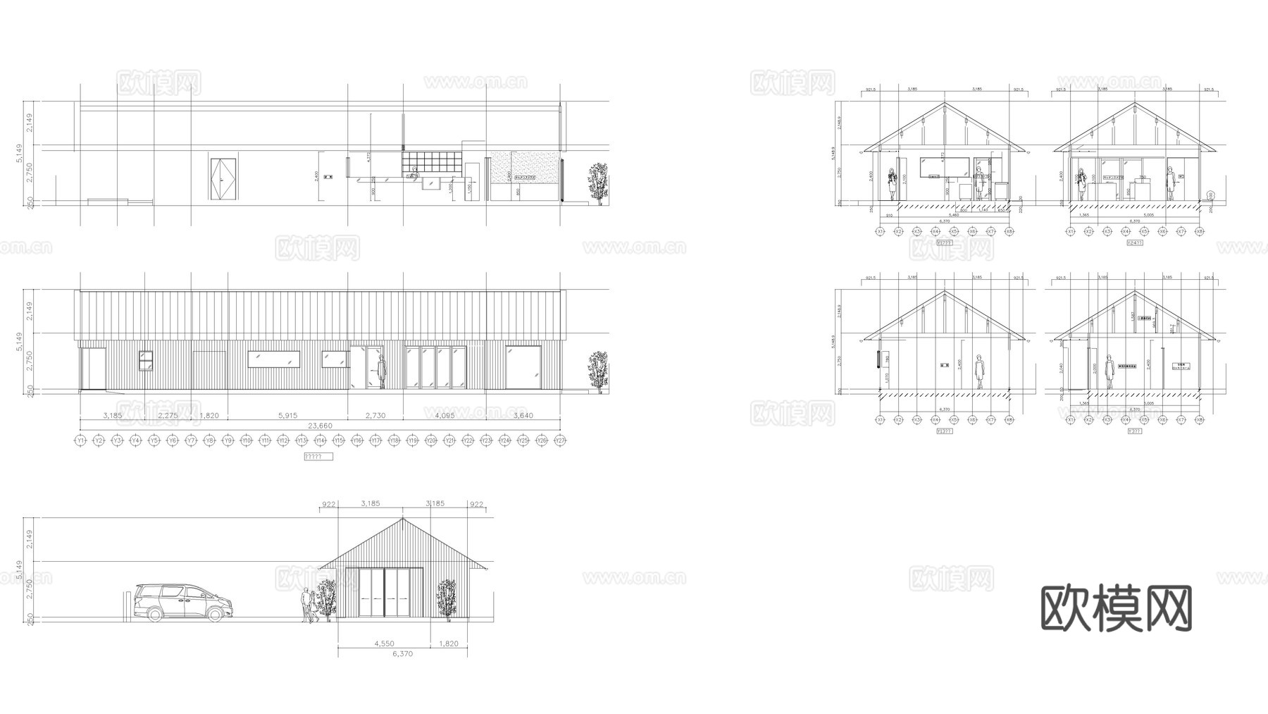 一层建筑 餐饮建筑  食品商场建筑cad施工图