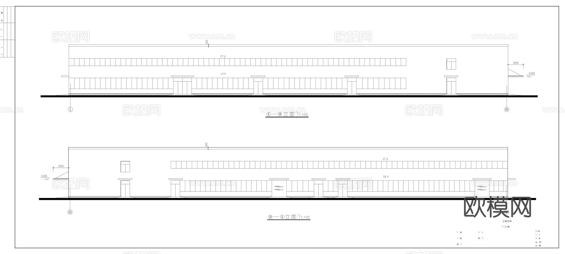 医药主车间建筑施工图cad施工图