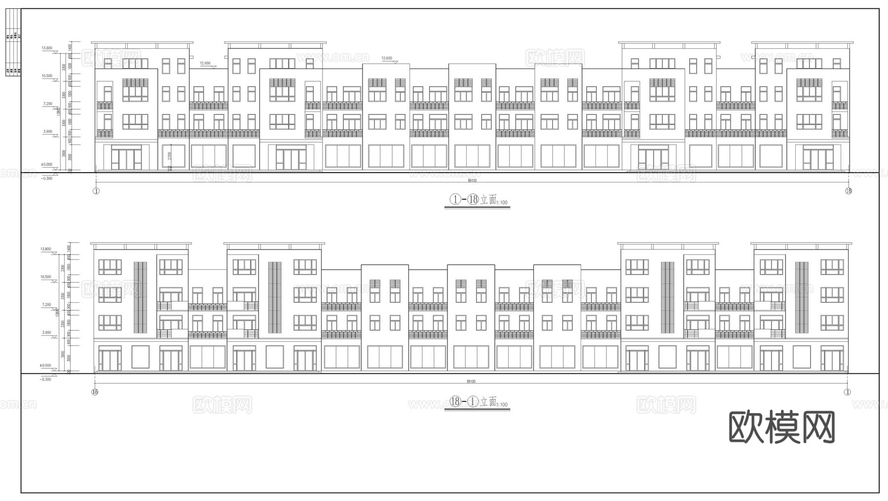四层厂房建筑施工图cad施工图
