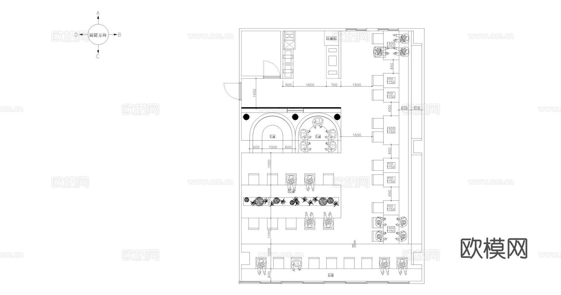 食堂 餐饮空间 酒吧 饭店 快餐店cad施工图