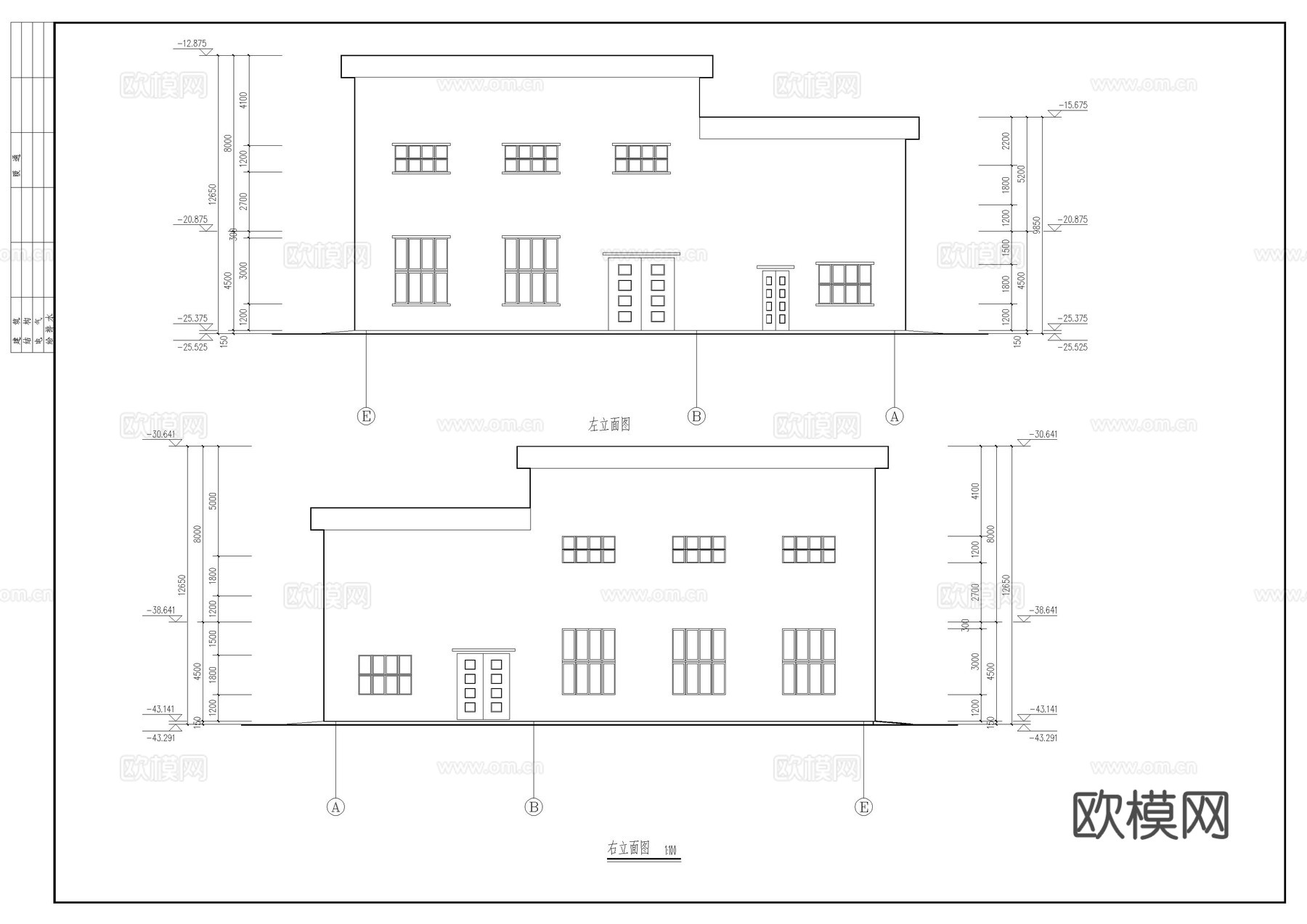 制氧厂房建筑施工图cad施工图