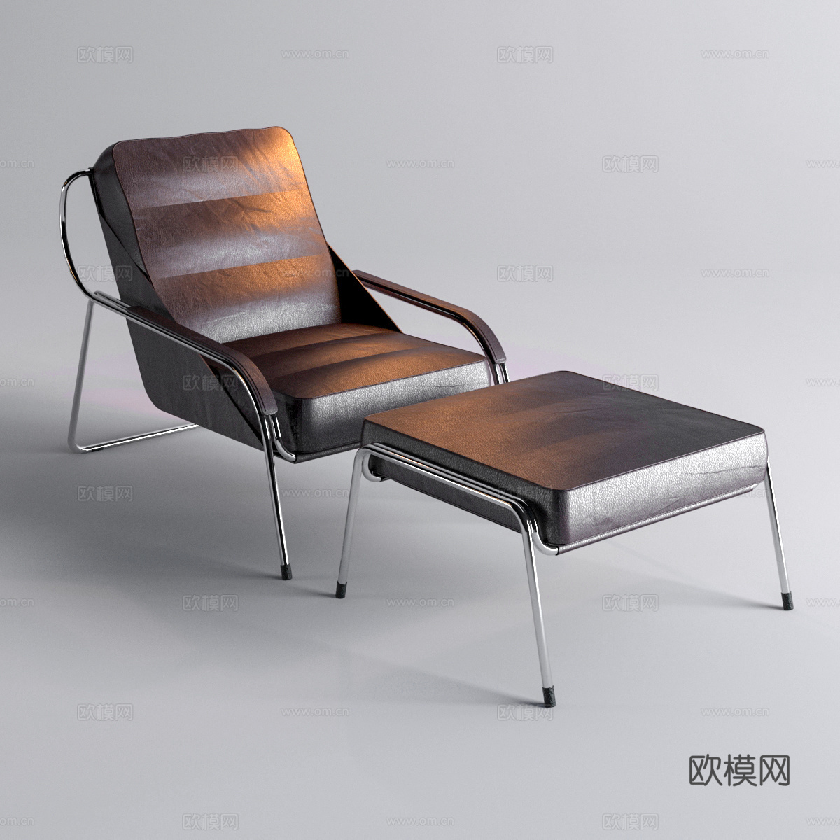 现代躺椅  皮革躺椅  室内躺椅 休闲躺椅 皮革脚踏su模型
