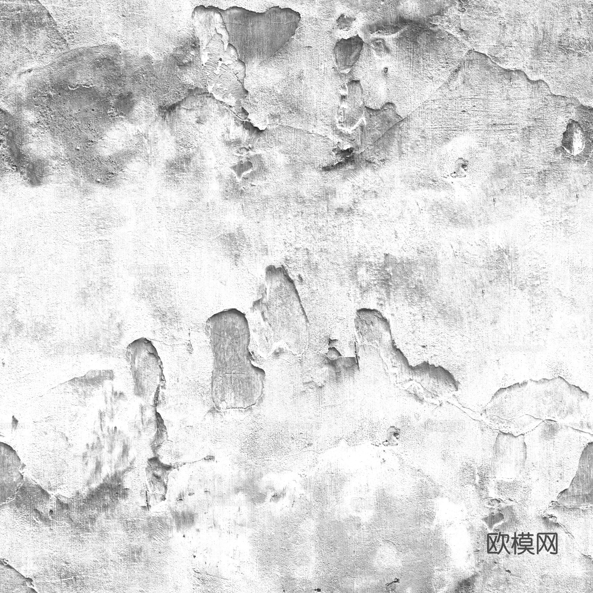 粗糙破旧水泥墙户外墙 PBR贴图 2k