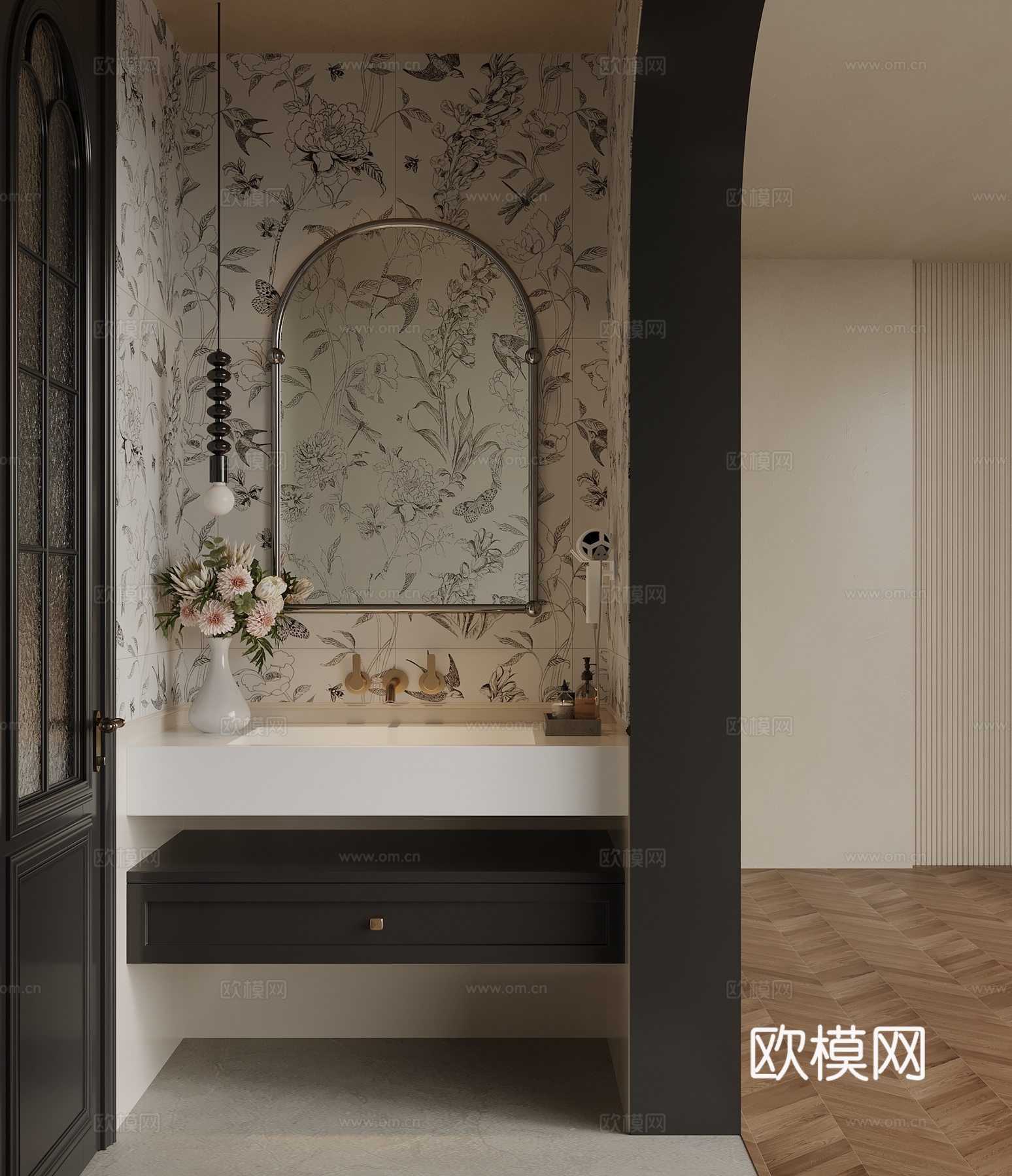 法式卫生间  卫生间干区3d模型下载