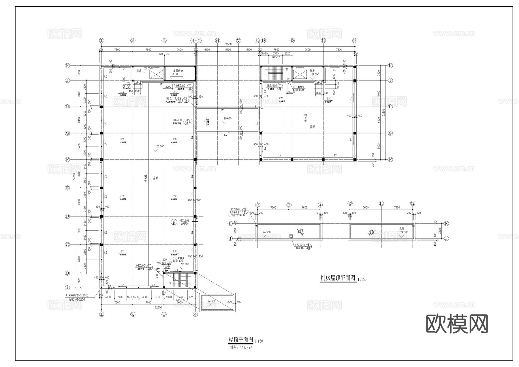 现代厂房施工图cad施工图