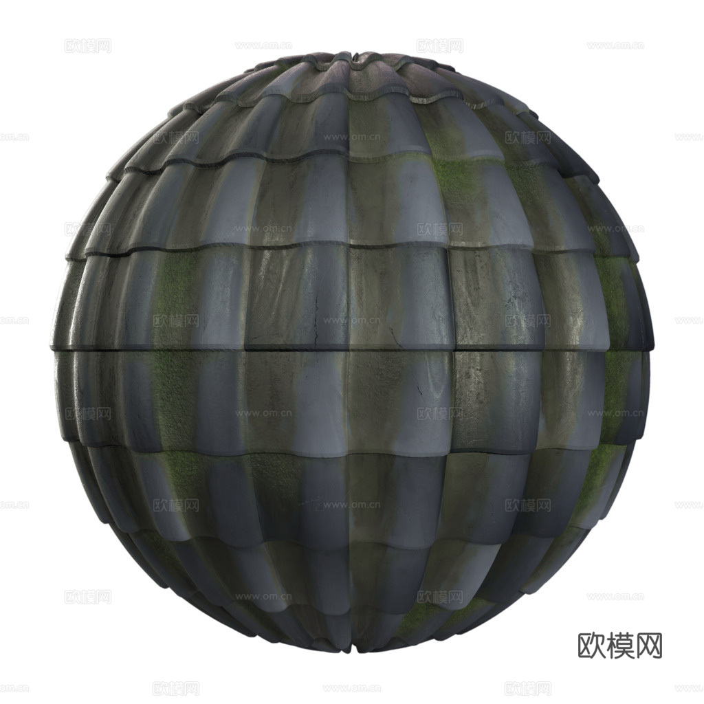 屋顶瓦片老旧陶土瓦西班牙瓦 PBR材质贴图 1k