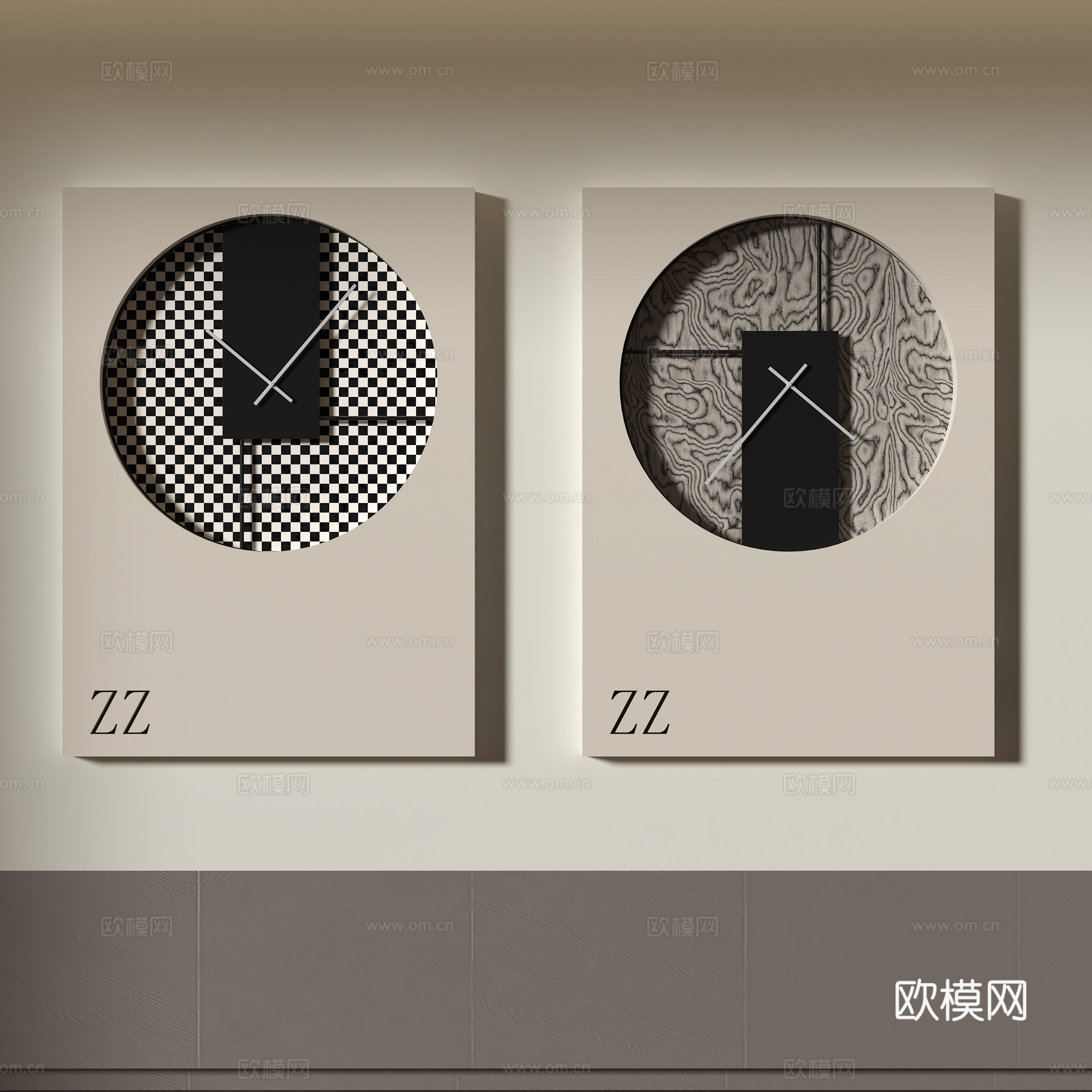 现代墙饰挂件 钟表 摆钟su模型