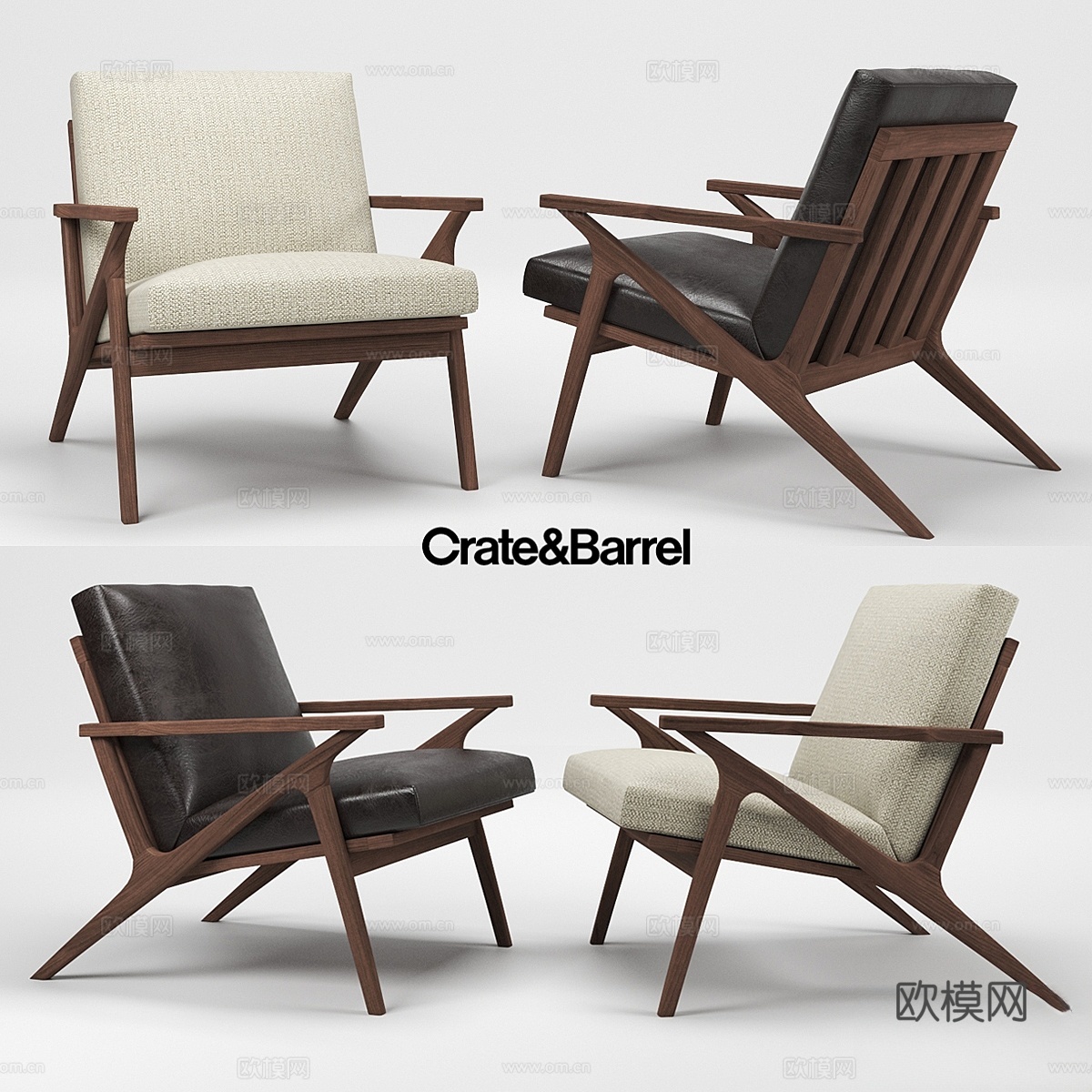 Crate &amp; Barrel Cavett 椅子3d模型