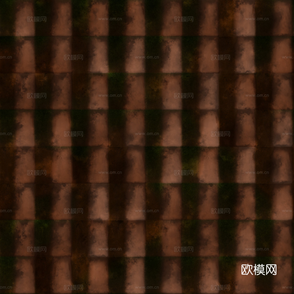 屋顶瓦片老旧陶土瓦西班牙瓦 PBR材质贴图 1k