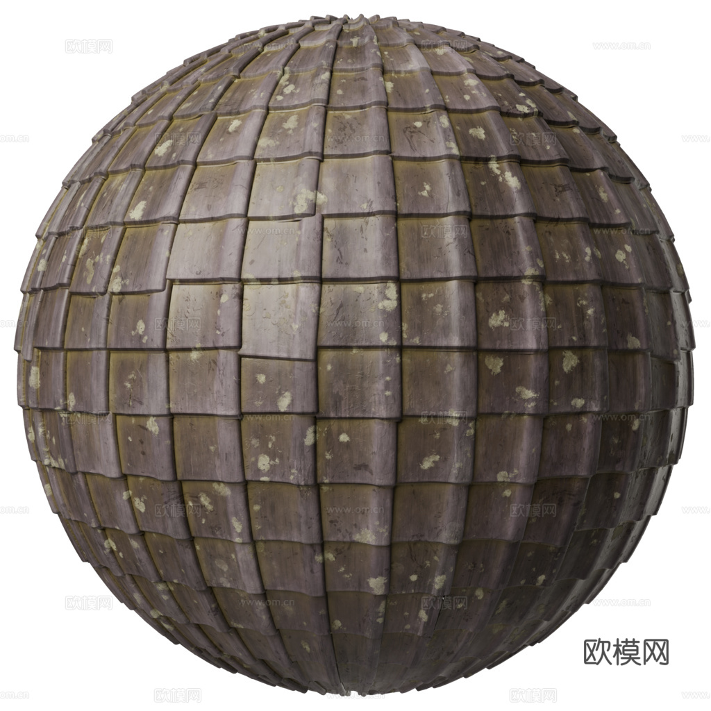 屋顶瓦片老旧陶土瓦西班牙瓦 PBR材质贴图 2k