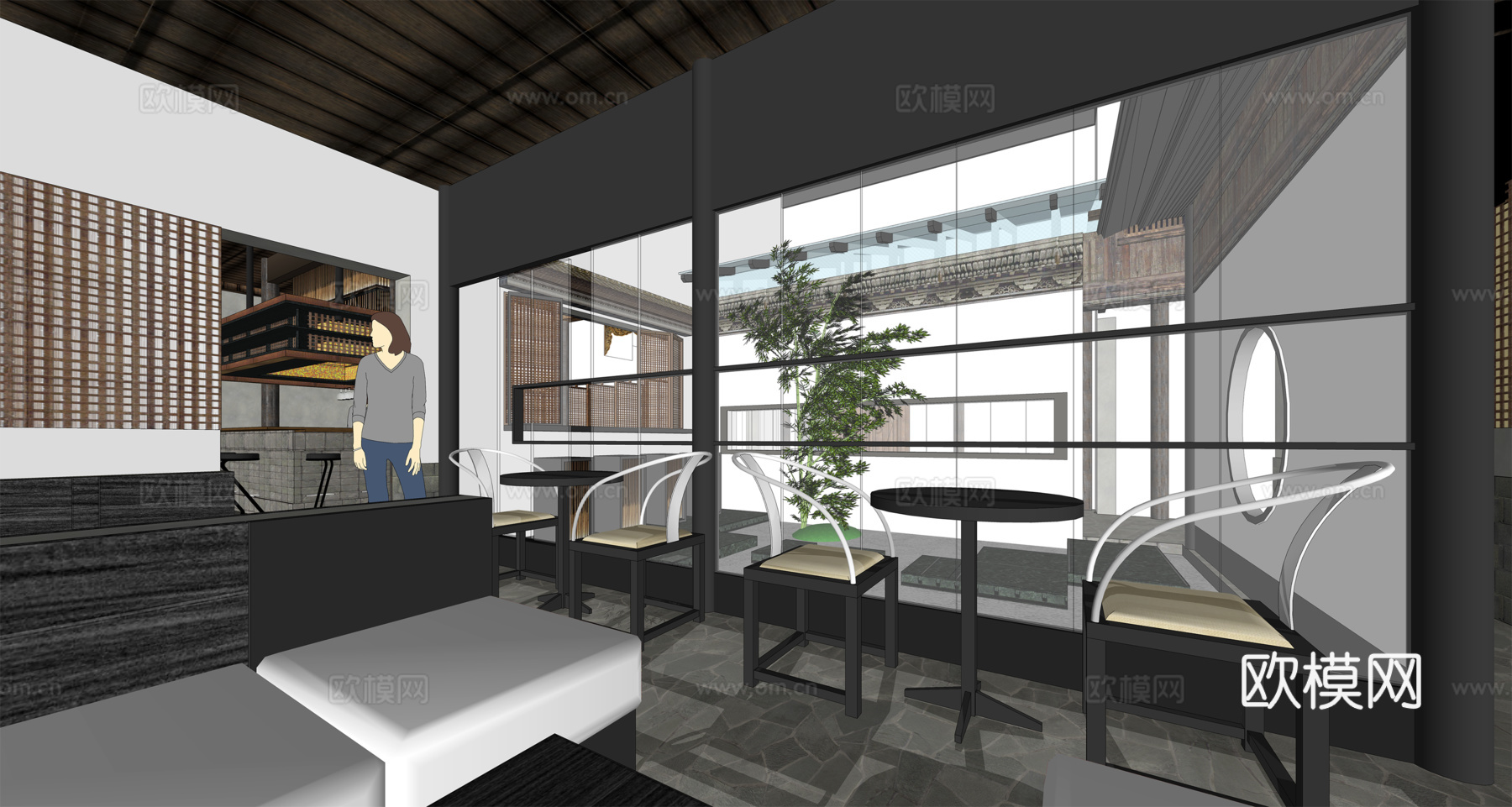 中式餐厅 中餐厅su模型
