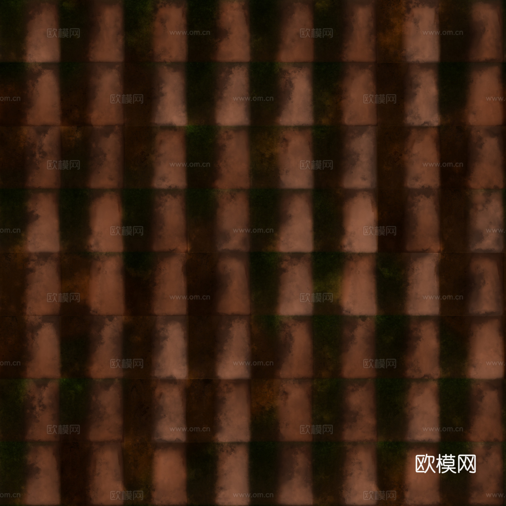 屋顶瓦片老旧陶土瓦西班牙瓦 PBR材质贴图 2k