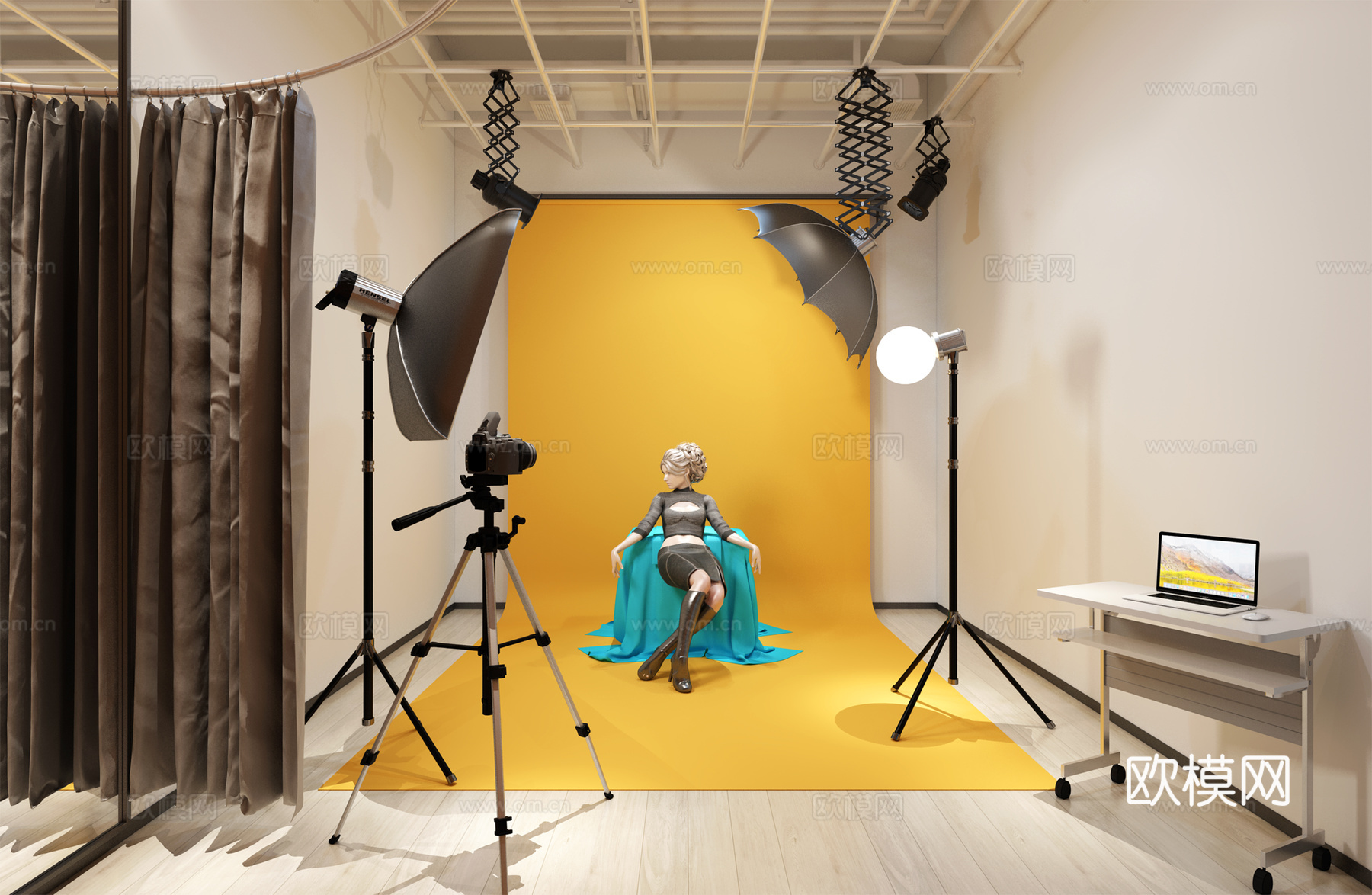 现代风格 摄影棚3d模型下载