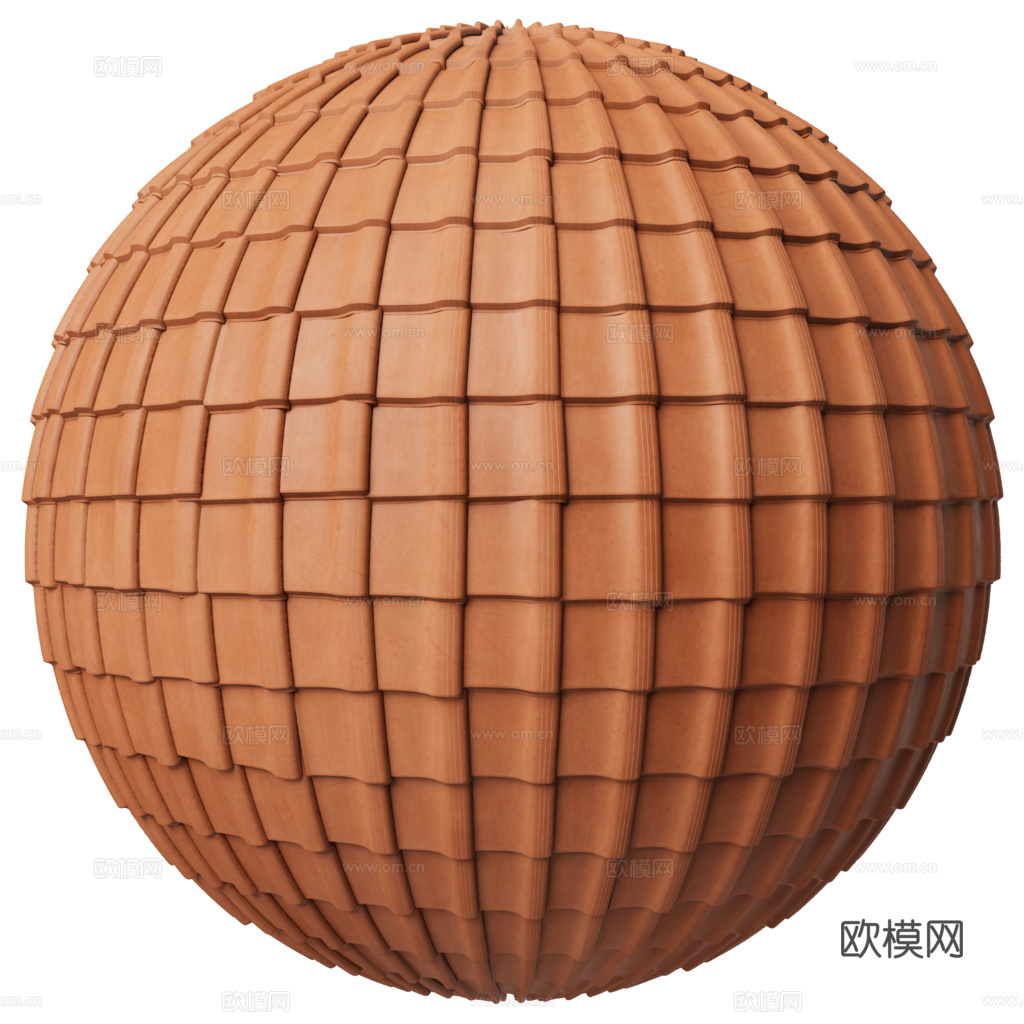 屋顶瓦片陶土瓦西班牙瓦 PBR材质贴图 1k