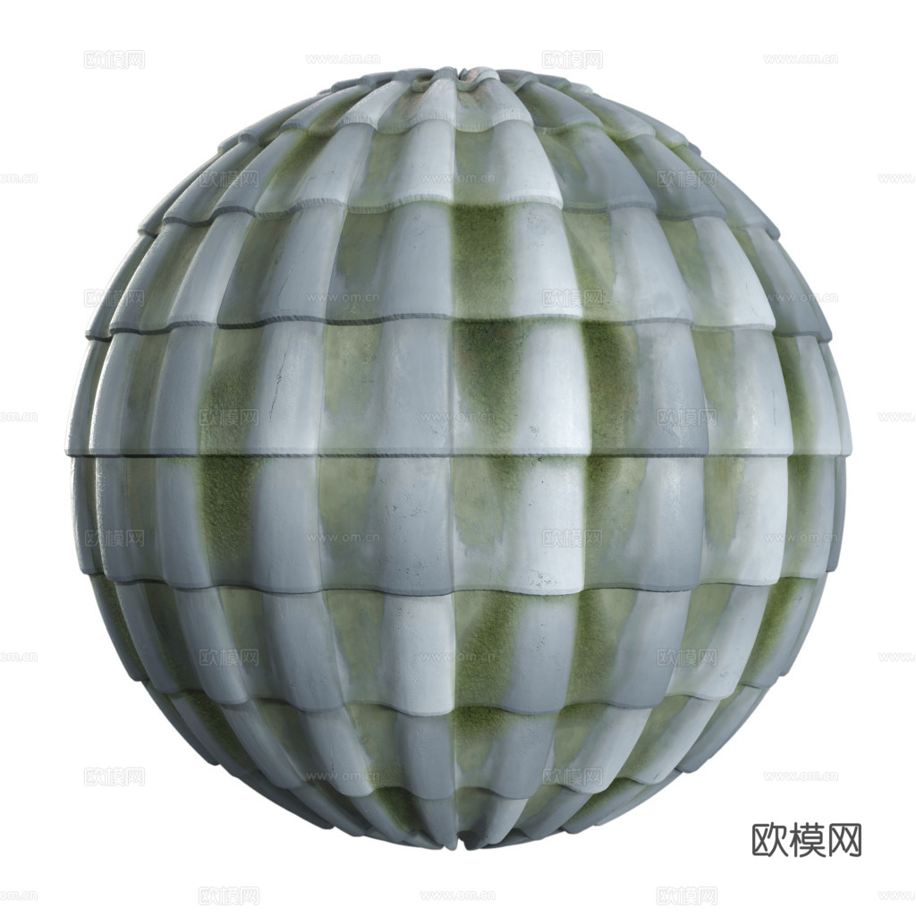 屋顶瓦片老旧陶土瓦西班牙瓦 PBR材质贴图 2k