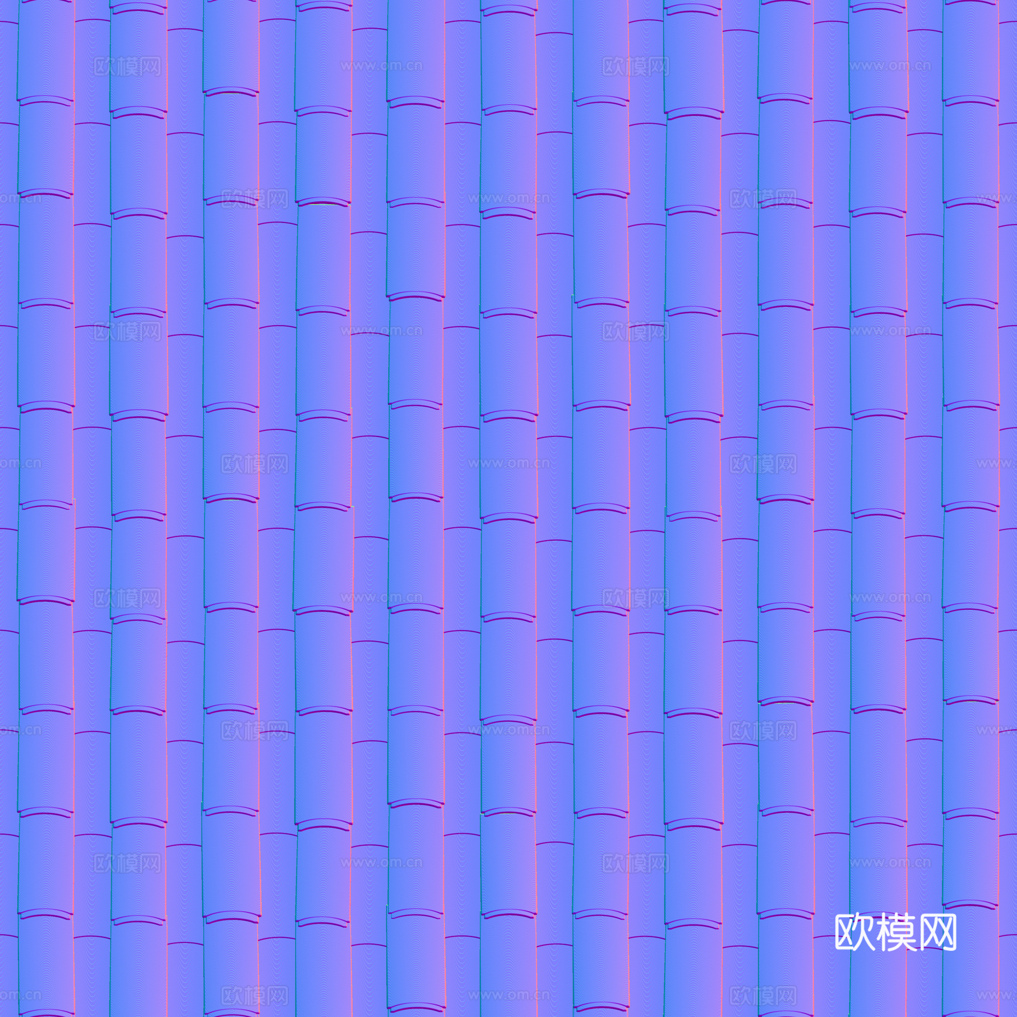 屋顶瓦片老旧陶土瓦西班牙瓦 PBR材质贴图 2k