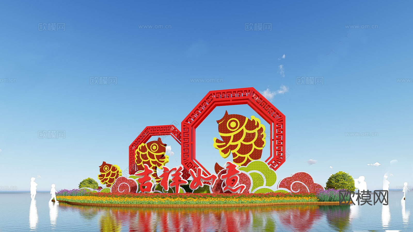 现代风格雕塑 水景 户外雕塑su模型