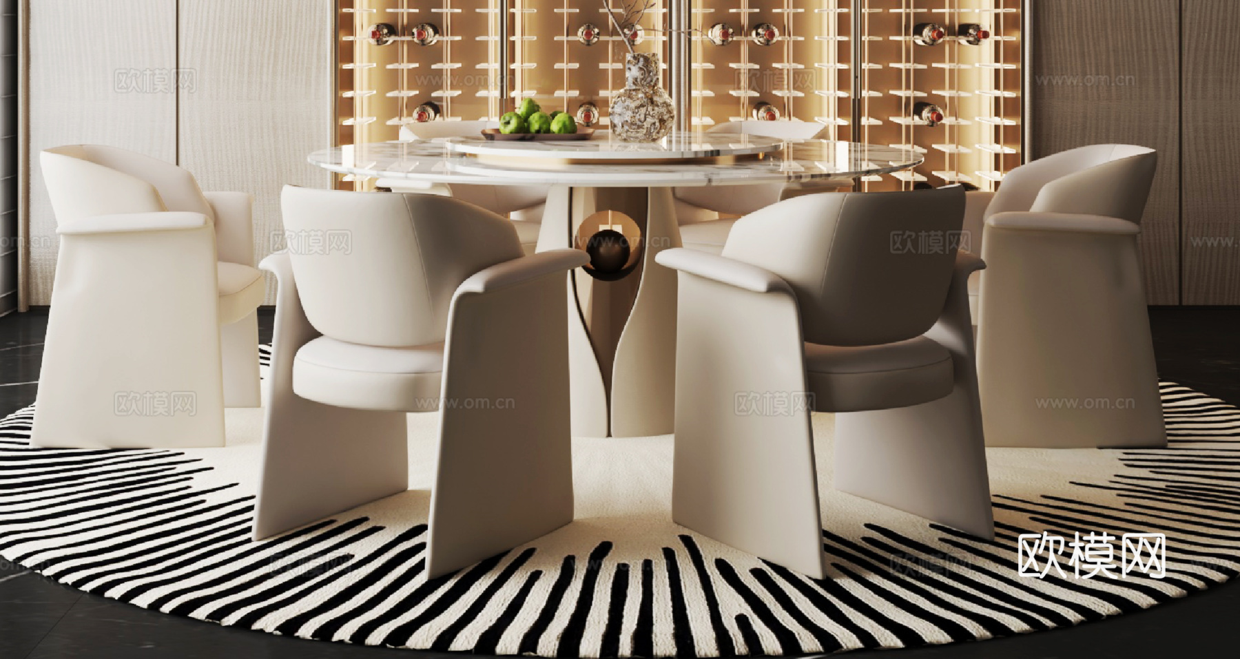 现代餐桌椅组合3d模型下载