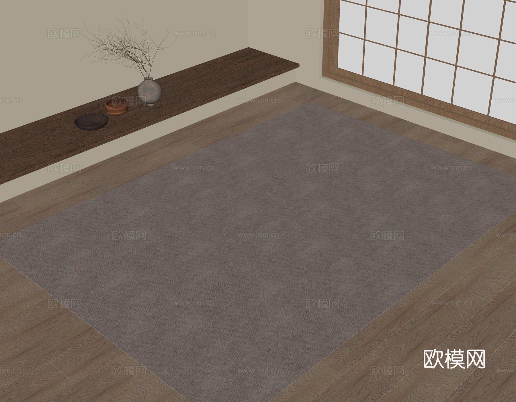 现代地毯su模型下载（渲染图2）