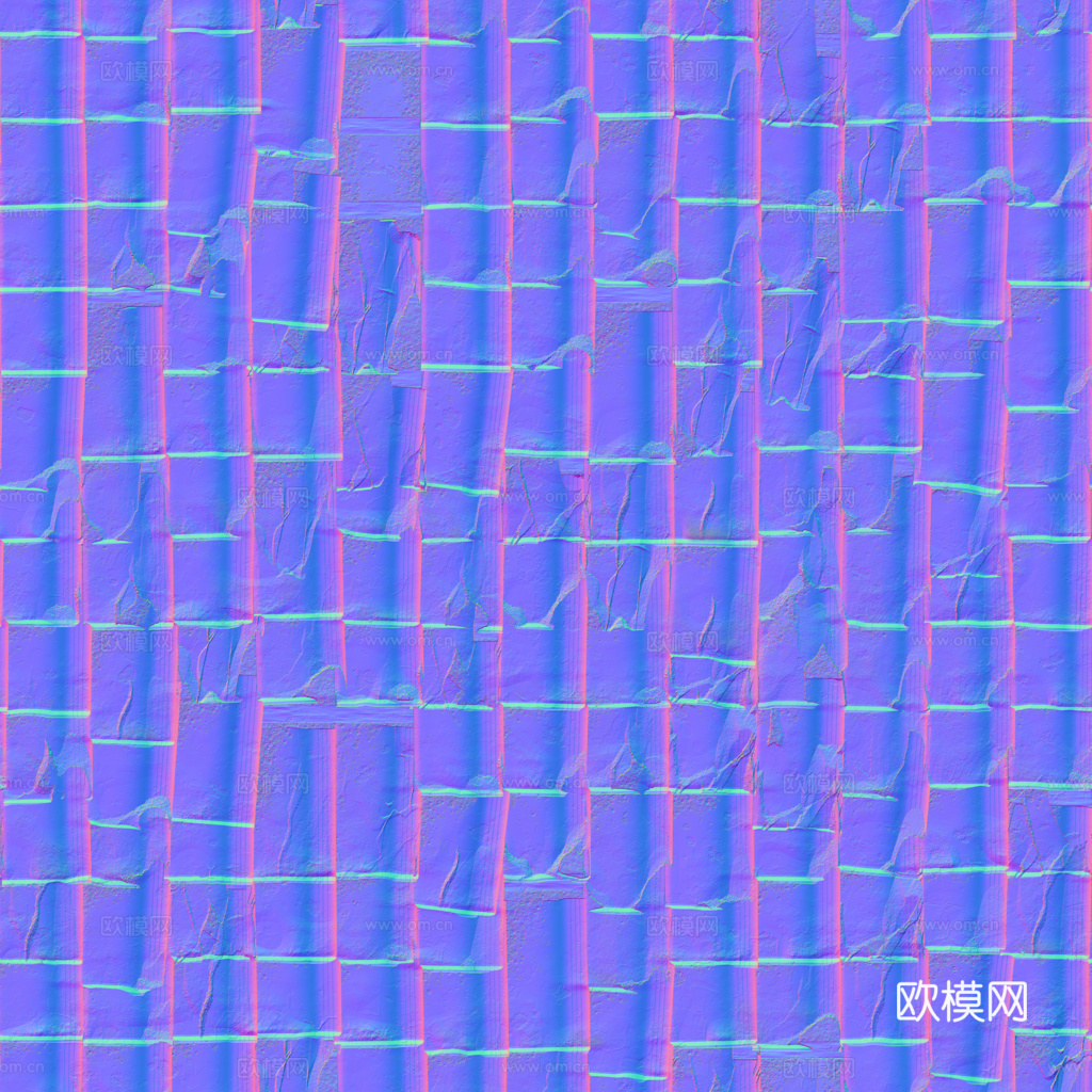 屋顶瓦片破旧陶土瓦西班牙瓦 PBR材质贴图 1k
