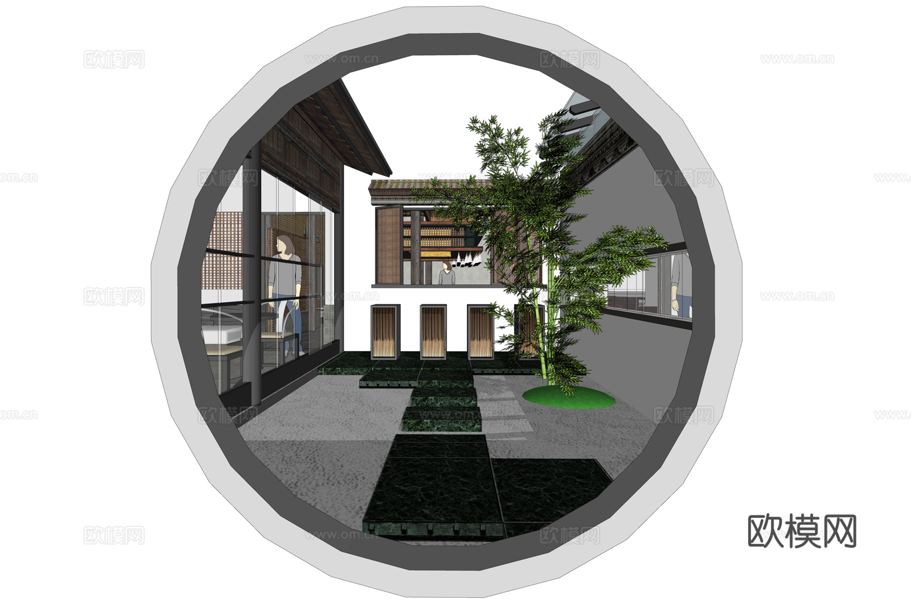 中式餐厅 中餐厅su模型