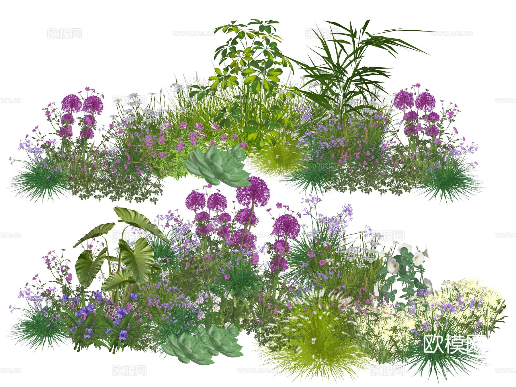 现代庭院小院植物堆植物景观组合su模型