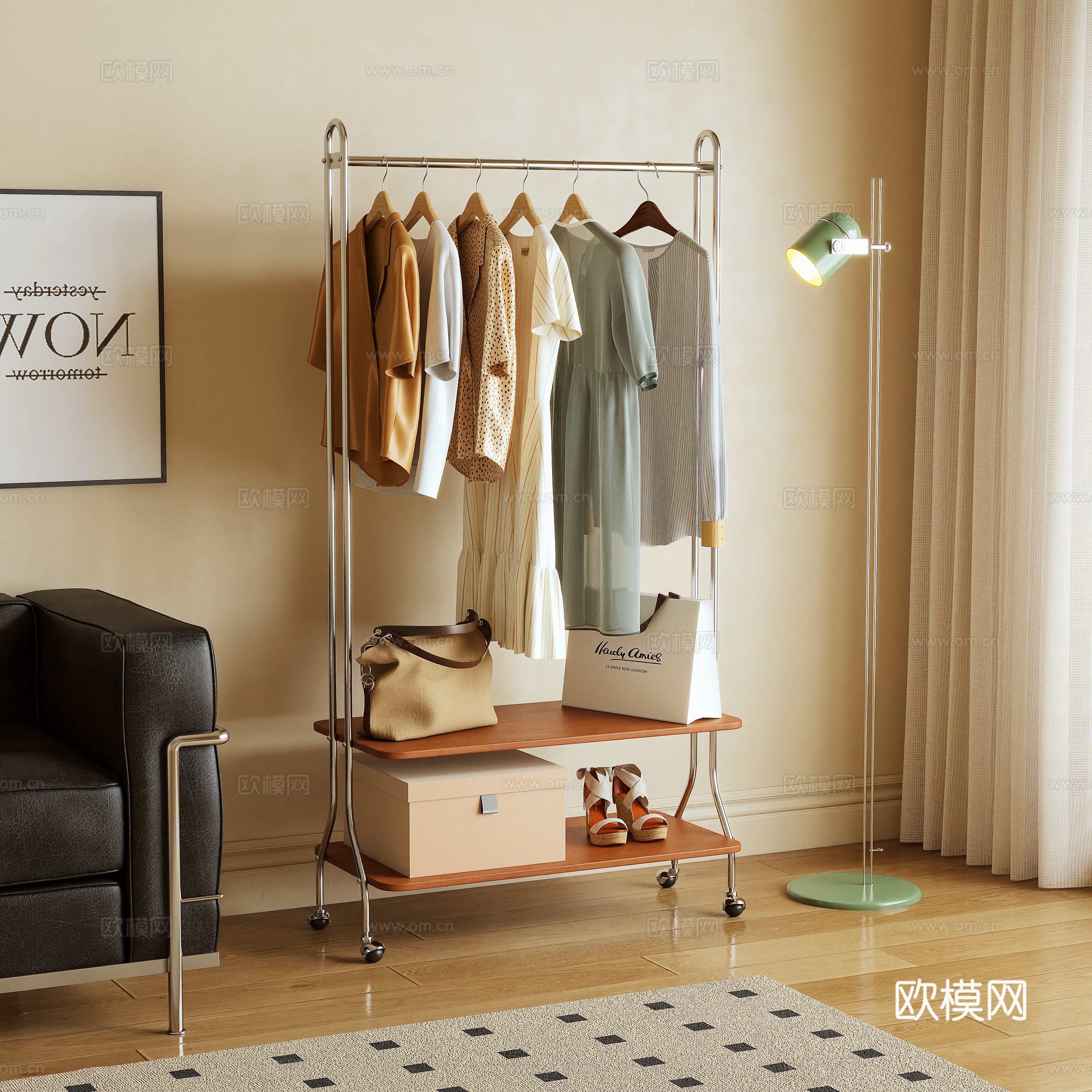 挂衣架 衣帽架 落地衣架 服饰3d模型下载