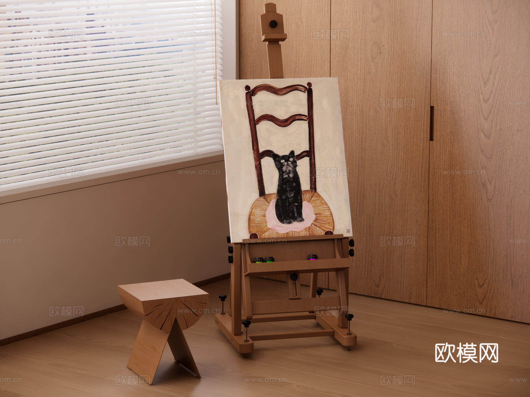 现代画架su模型下载（渲染图1）