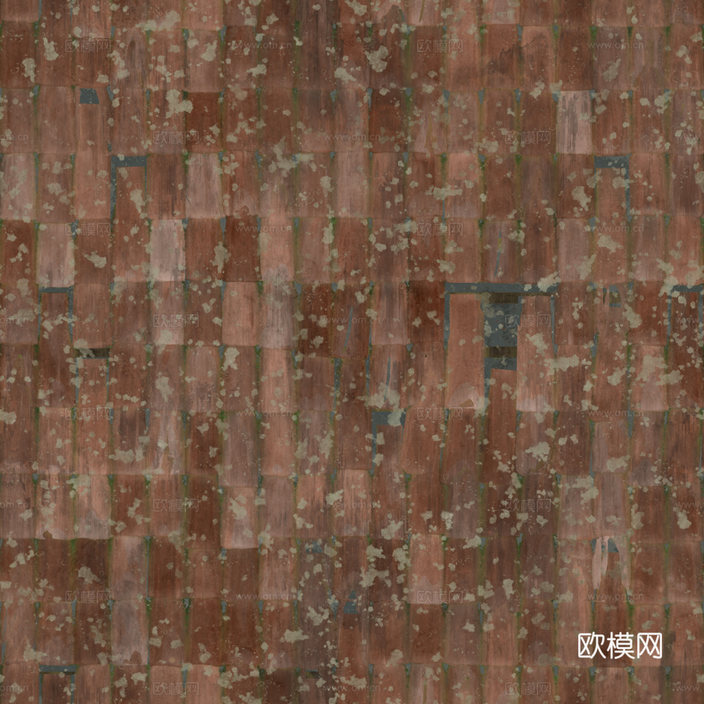 屋顶瓦片破旧陶土瓦西班牙瓦 PBR材质贴图 1k