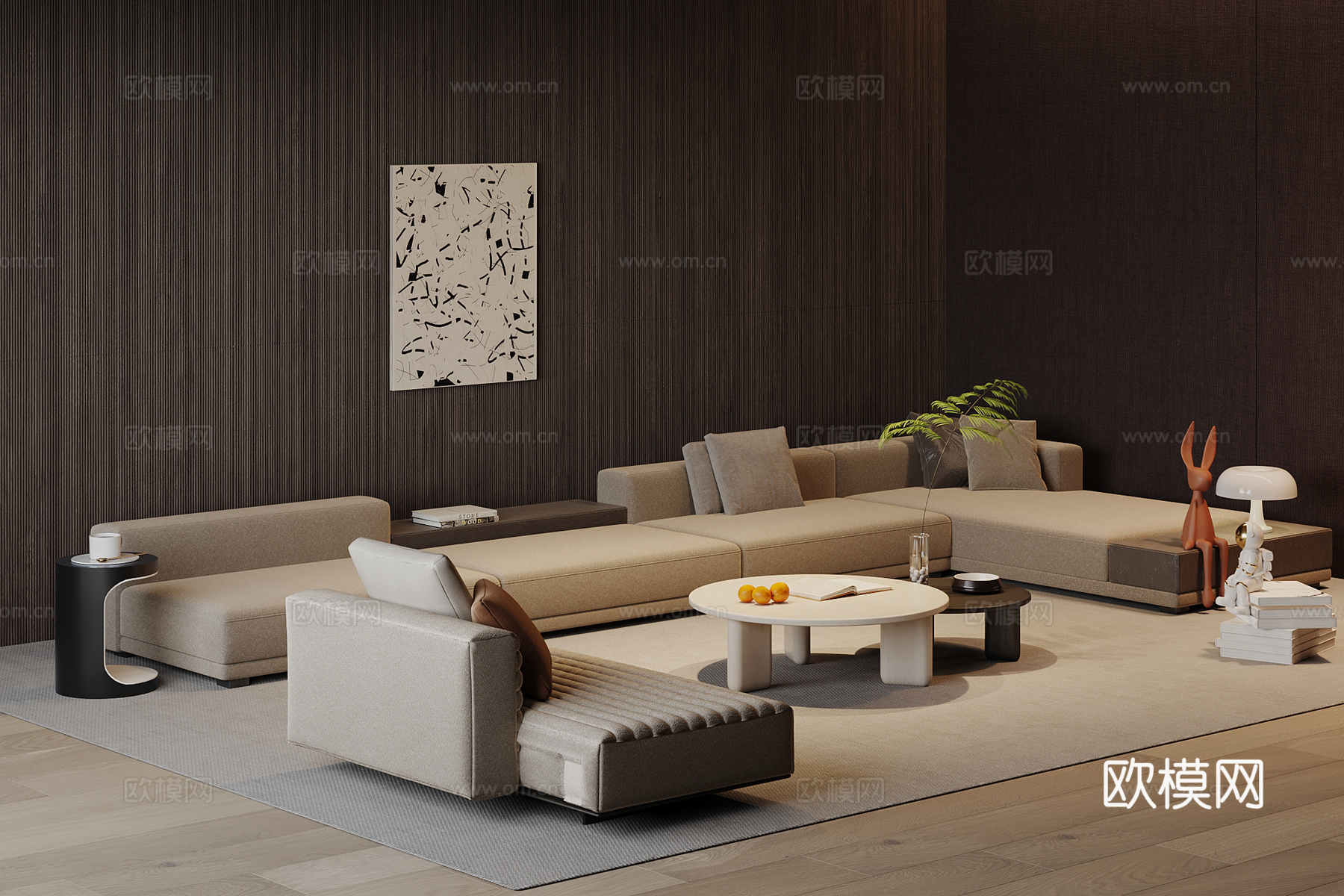 现代沙发茶几组合su模型