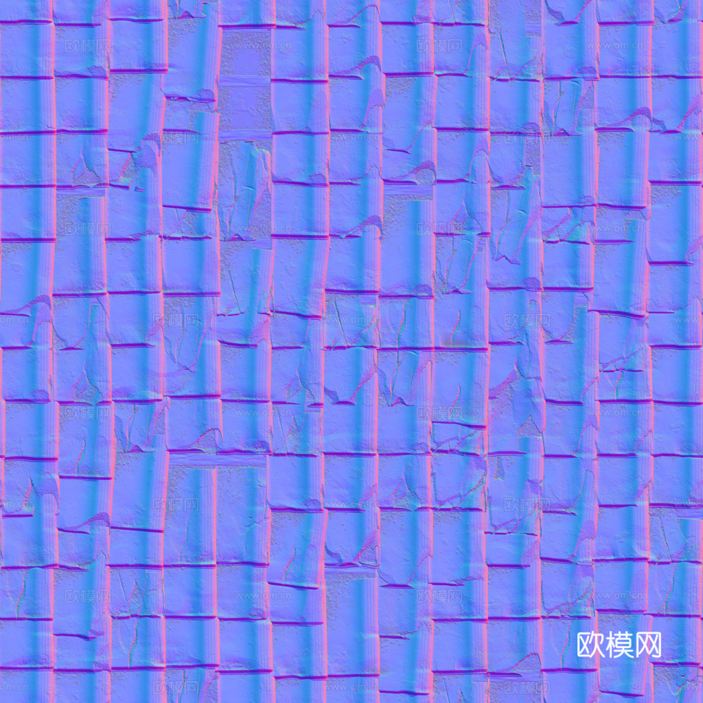 屋顶瓦片破旧陶土瓦西班牙瓦 PBR材质贴图 1k