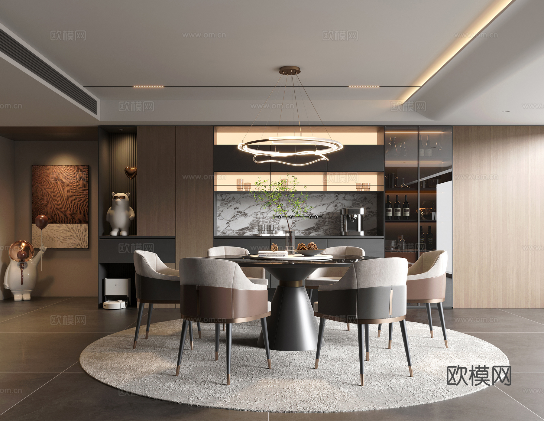 现代意式餐厅3d模型下载