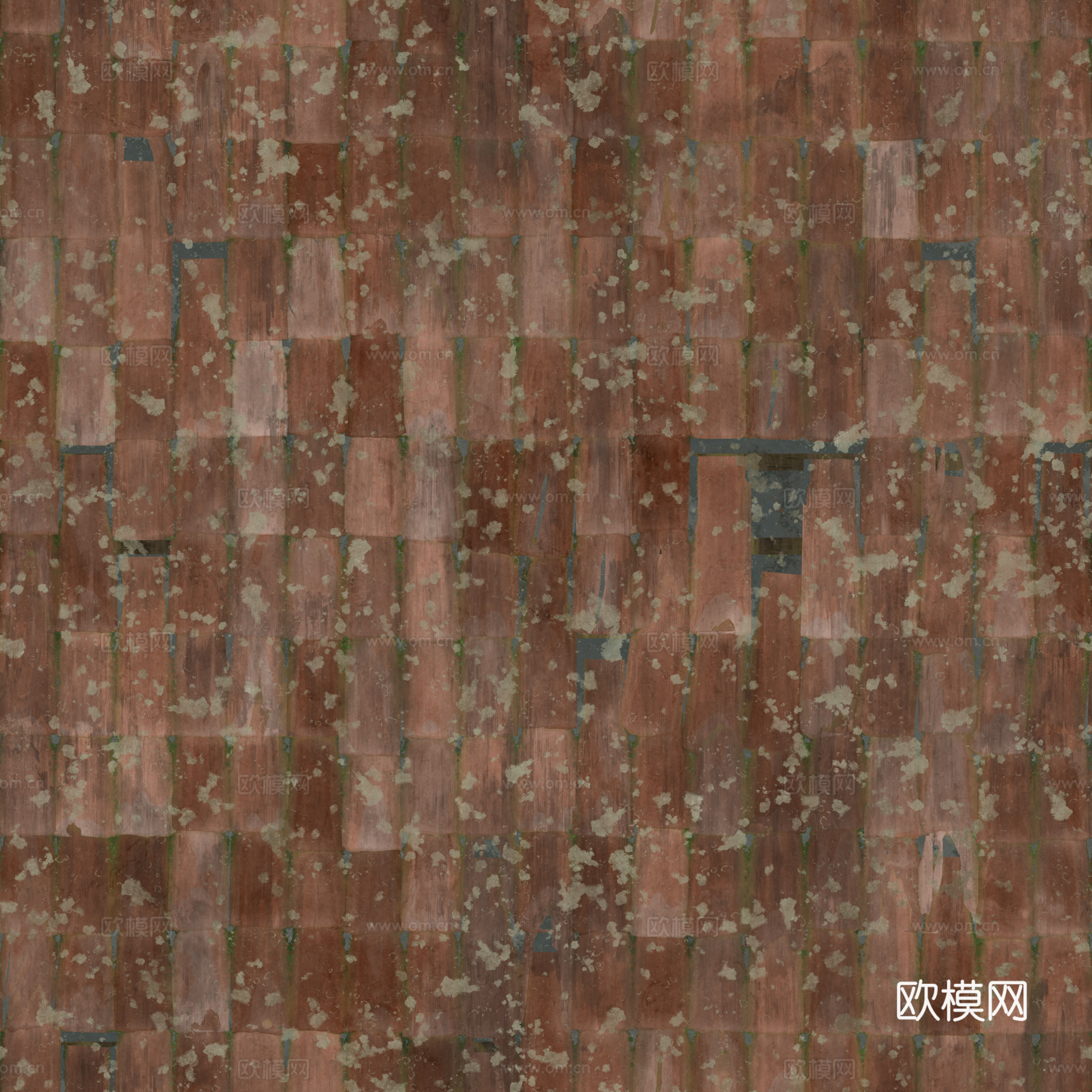 屋顶瓦片破旧陶土瓦西班牙瓦 PBR材质贴图 2k