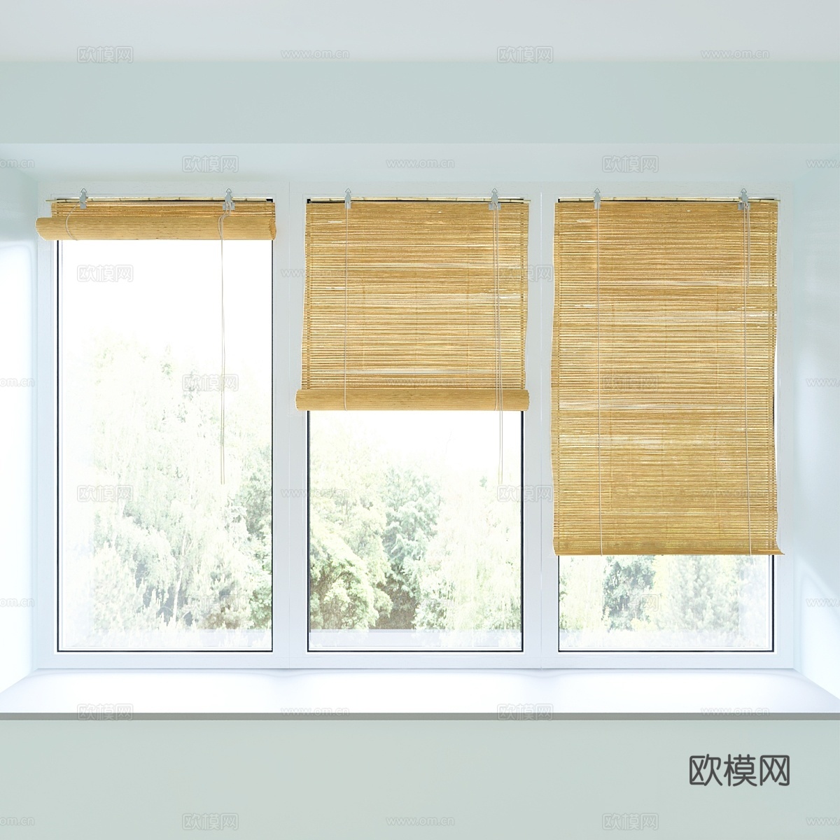 竹卷帘和塑料窗3d模型
