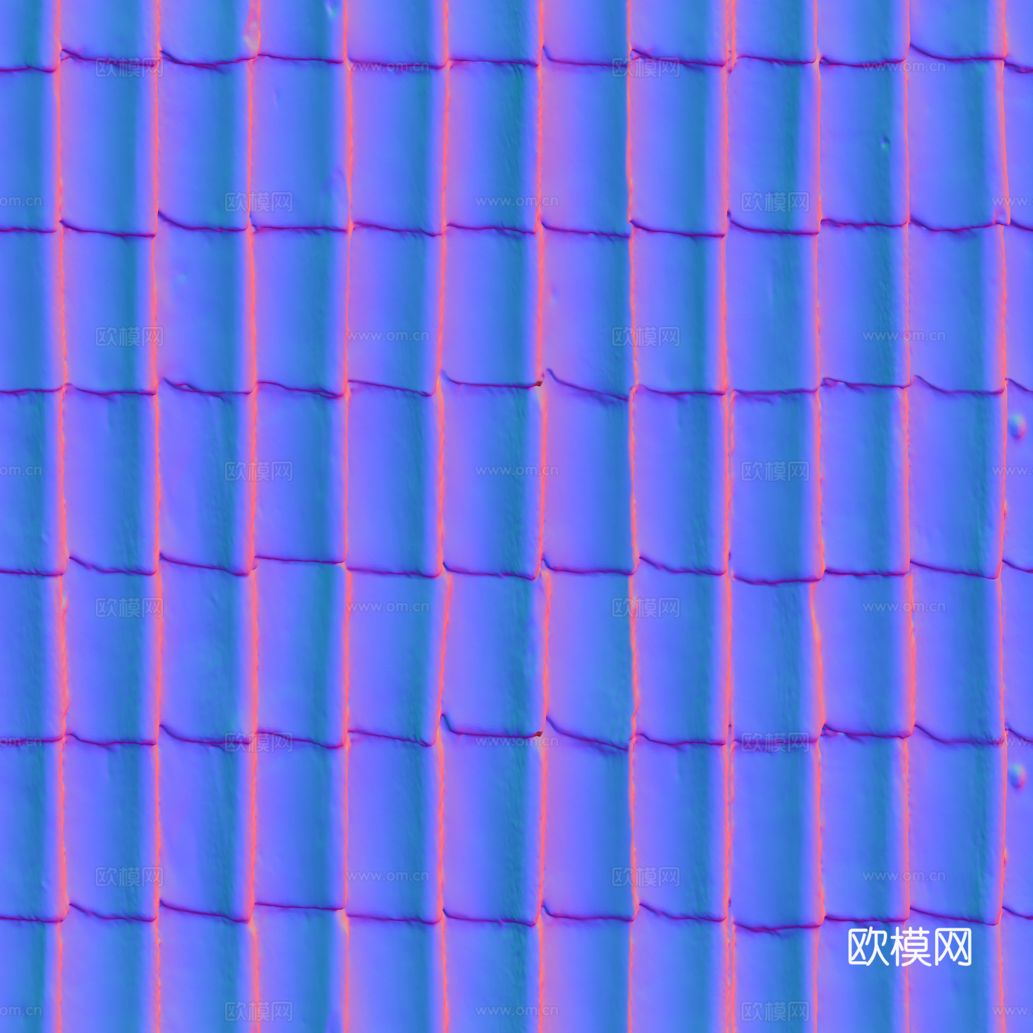 屋顶瓦片老旧陶土瓦西班牙瓦 PBR材质贴图 2k