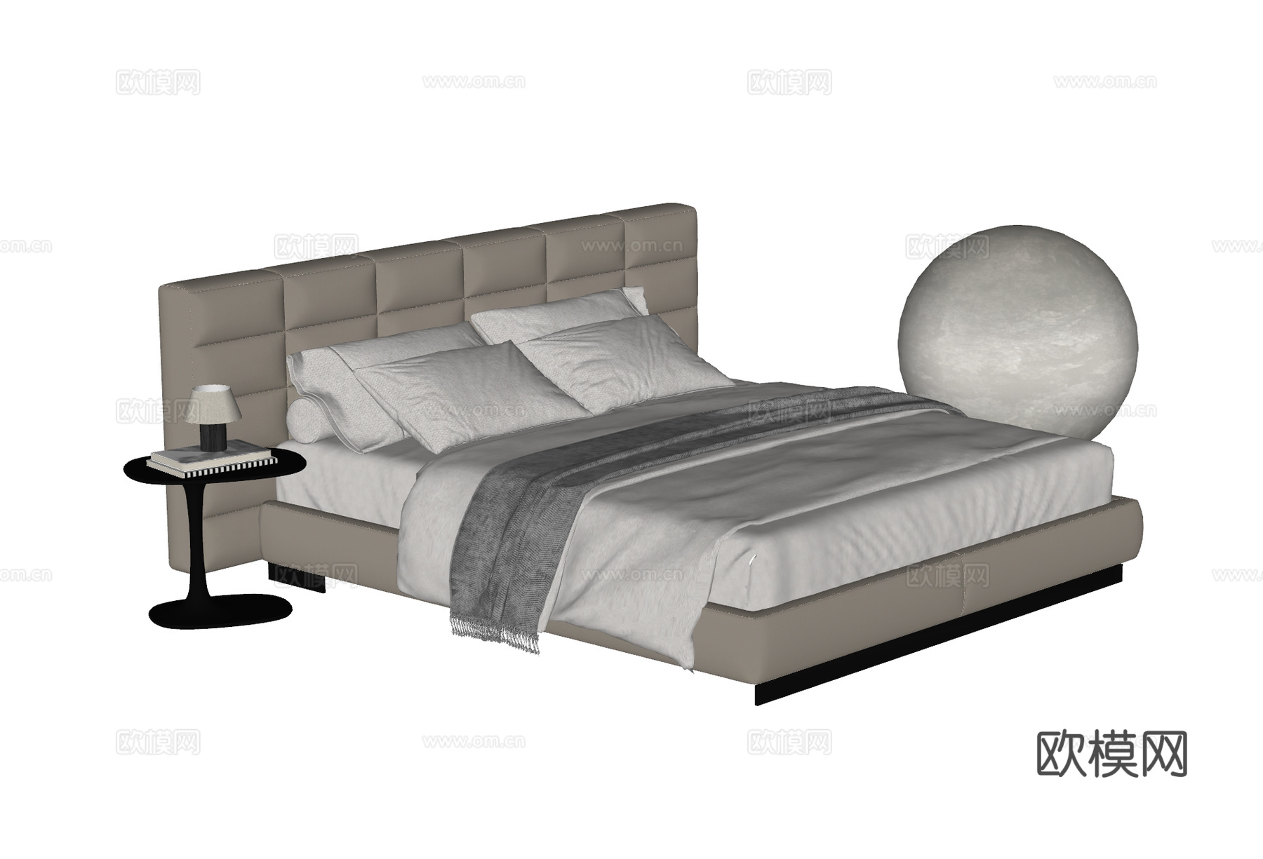 MINOTTI 现代意式劳伦斯双人床 简约双人床su模型