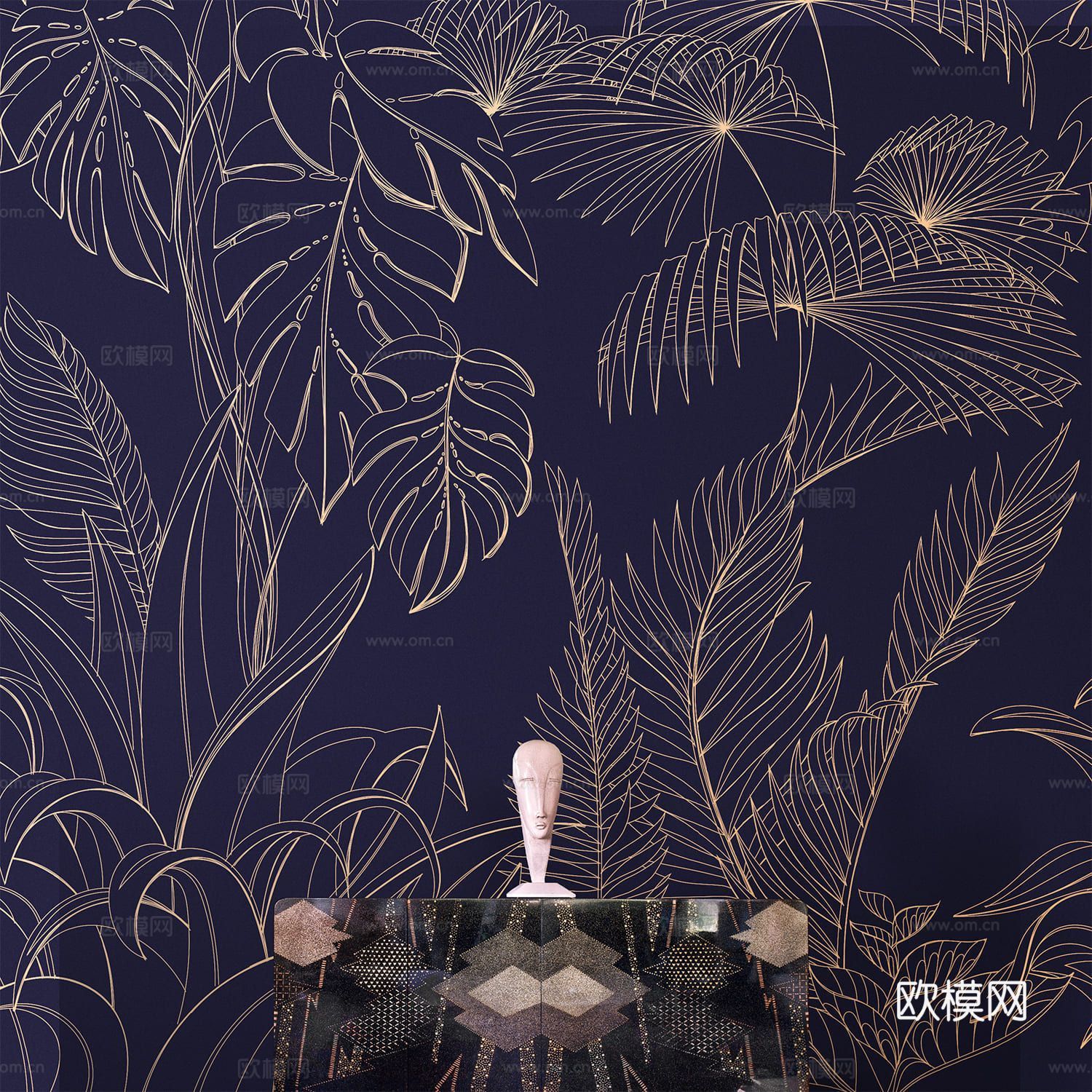 新中式壁纸 壁布 植物壁纸 花鸟壁纸贴图