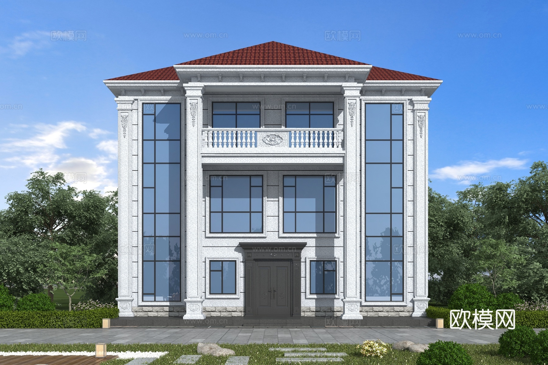 欧式独栋别墅3d模型下载