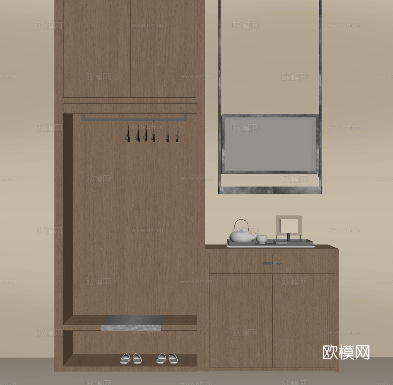 酒店衣柜 挂衣 酒水柜su模型