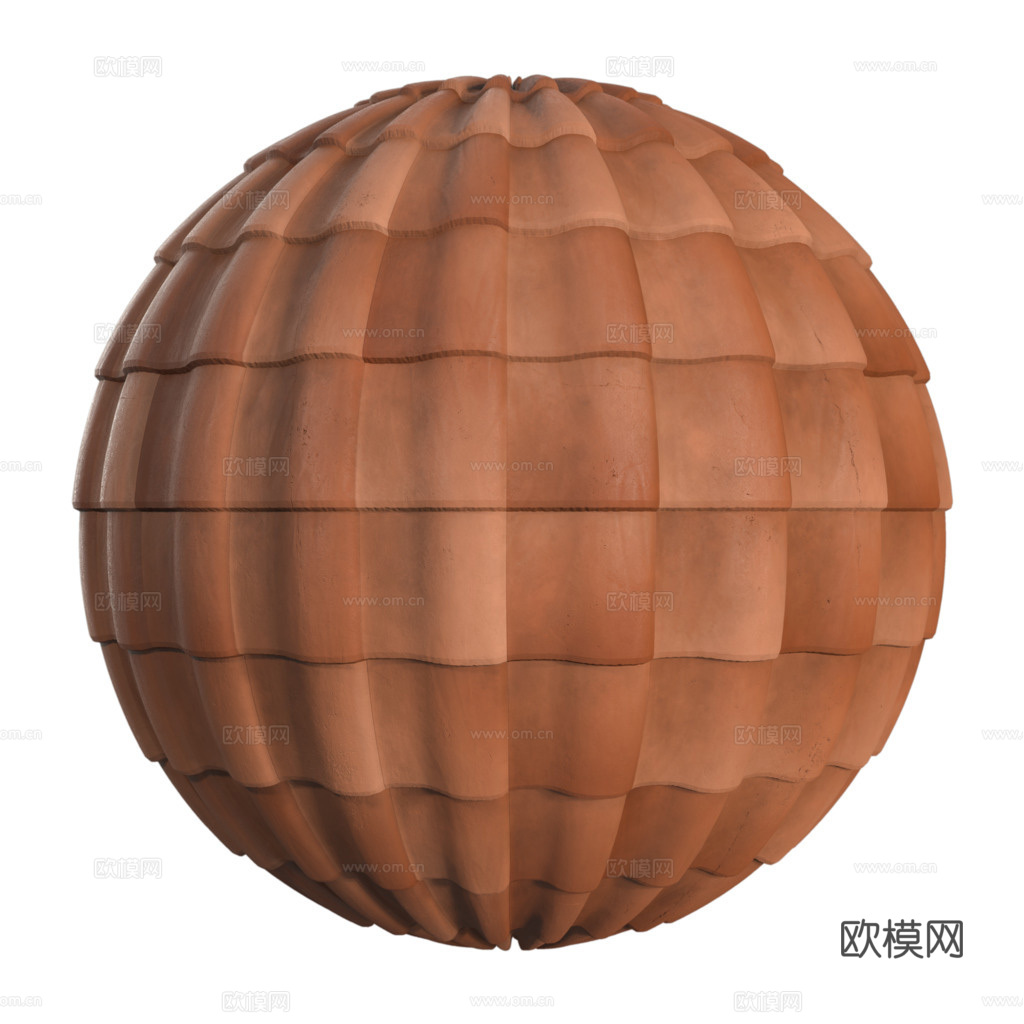 屋顶瓦片陶土瓦西班牙瓦 PBR材质贴图 2k