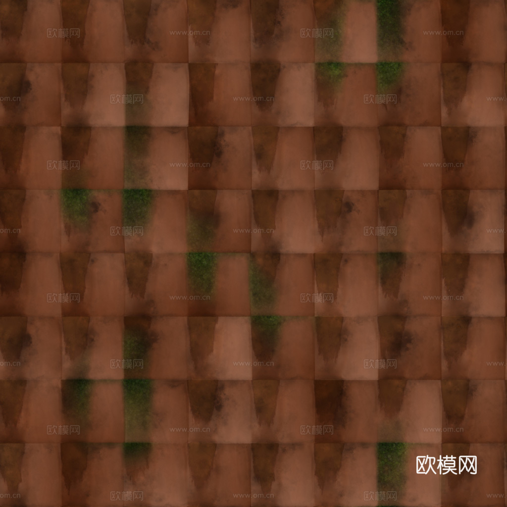 屋顶瓦片老旧陶土瓦西班牙瓦 PBR材质贴图 1k