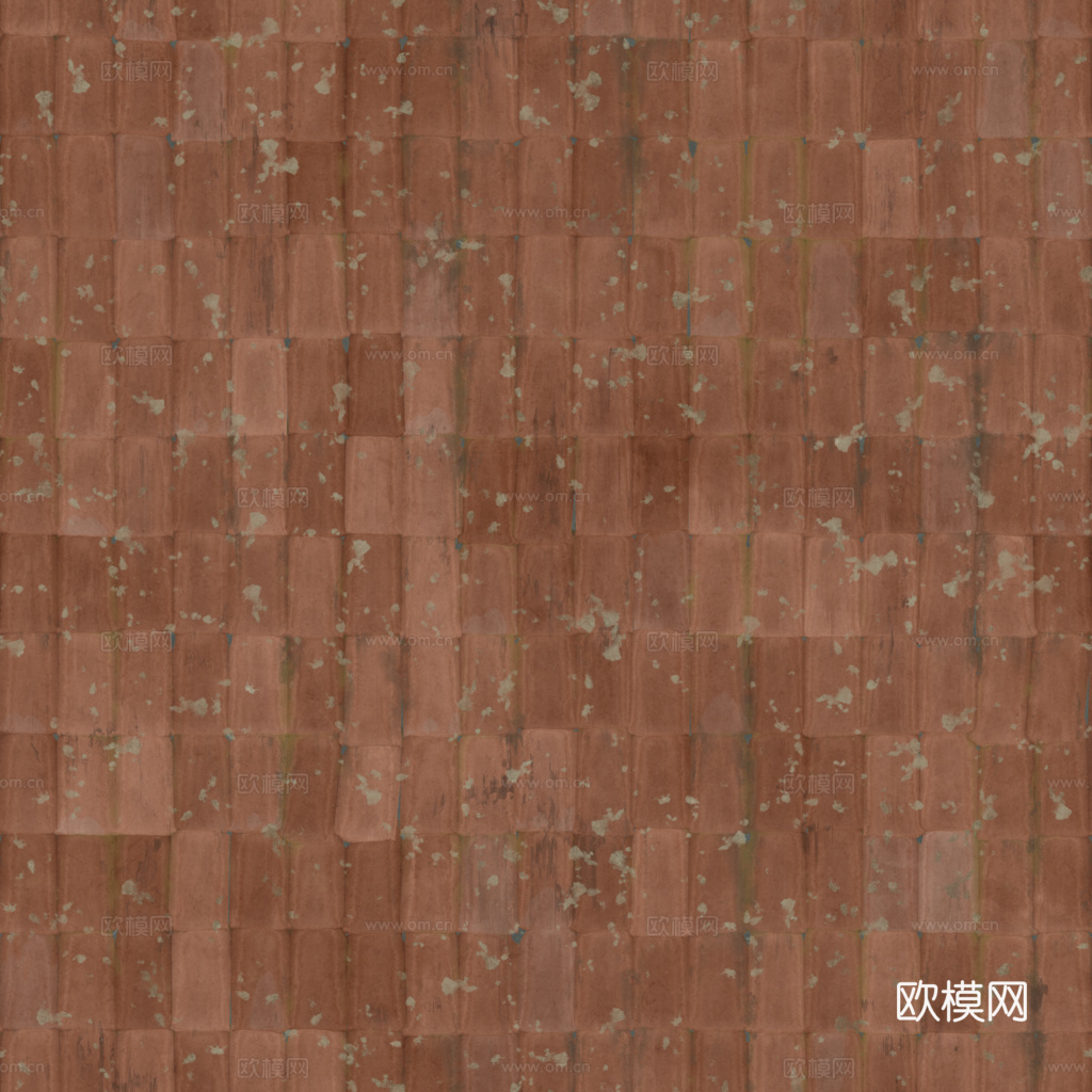 屋顶瓦片老旧陶土瓦西班牙瓦 PBR材质贴图 1k