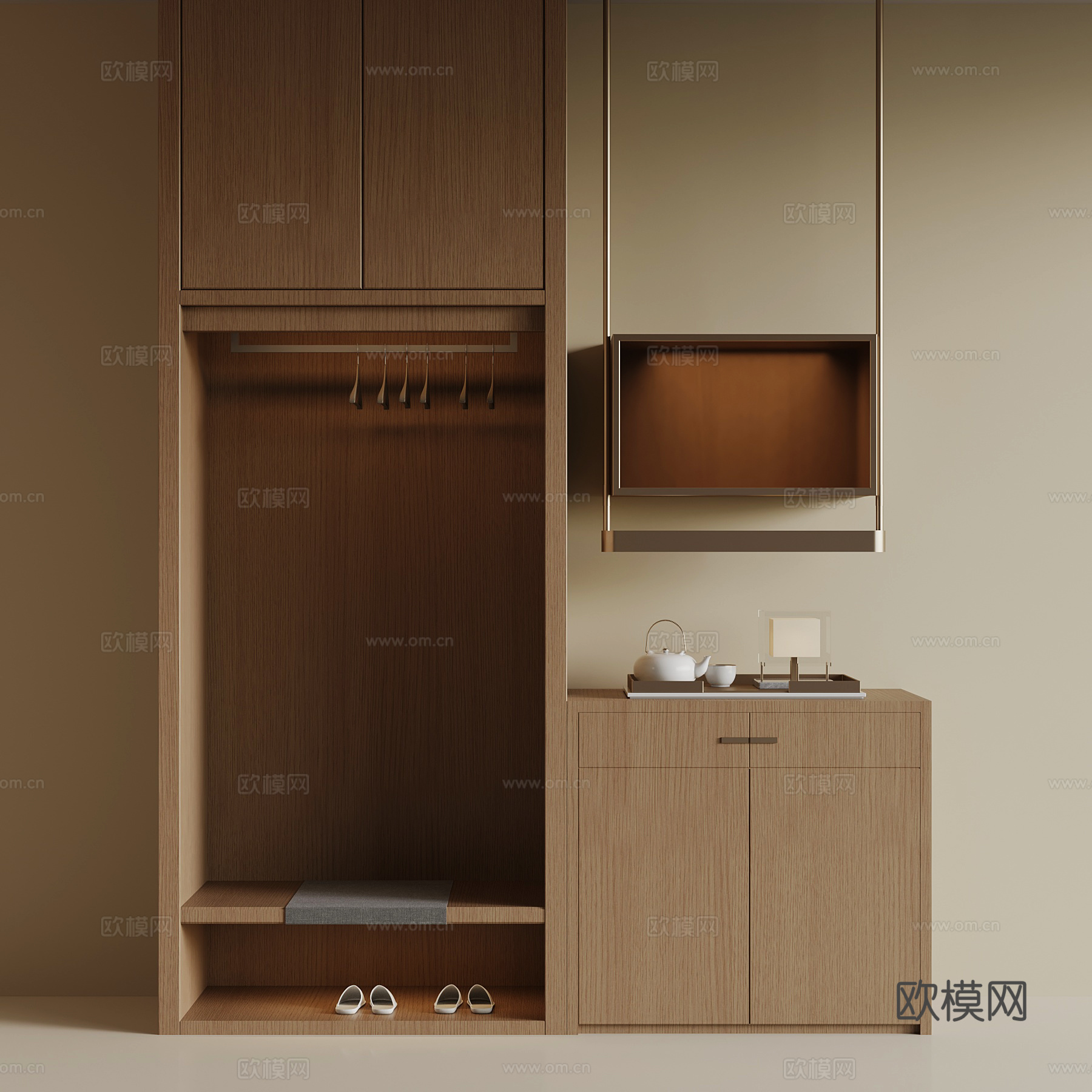 酒店衣柜 挂衣 酒水柜su模型