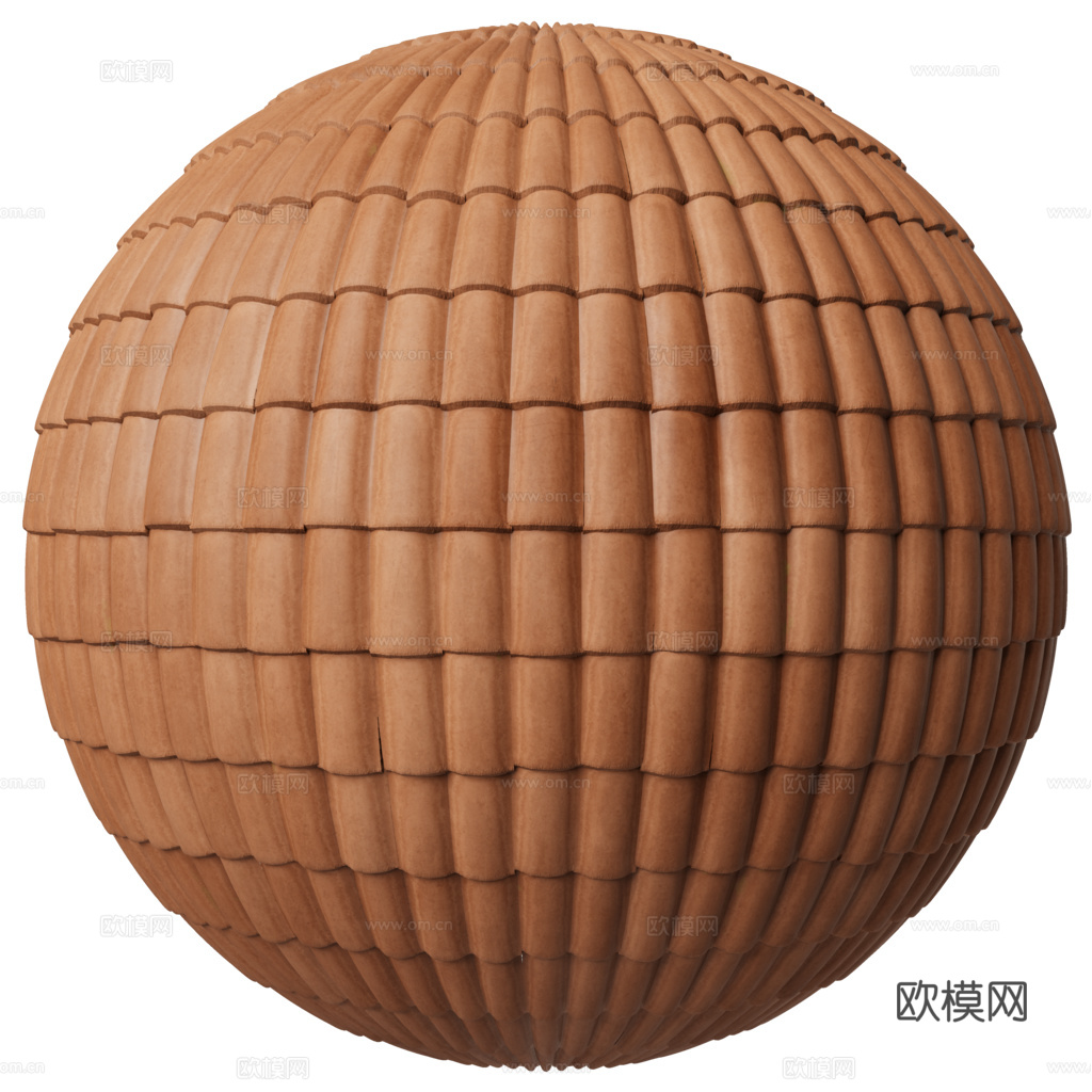 屋顶瓦片陶土瓦西班牙瓦 PBR材质贴图 1k