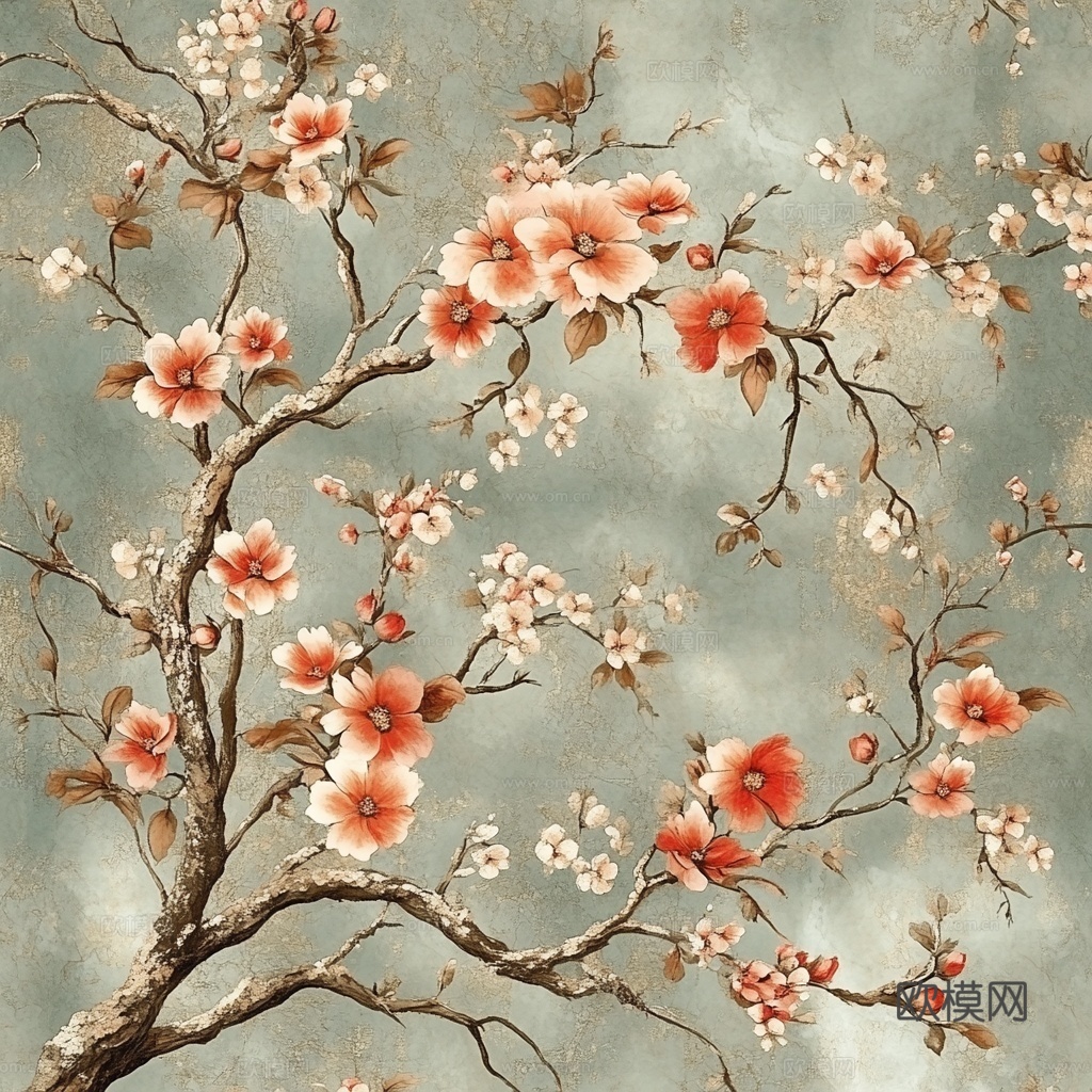 中古美式家居客厅 带动画 中古风壁画下载