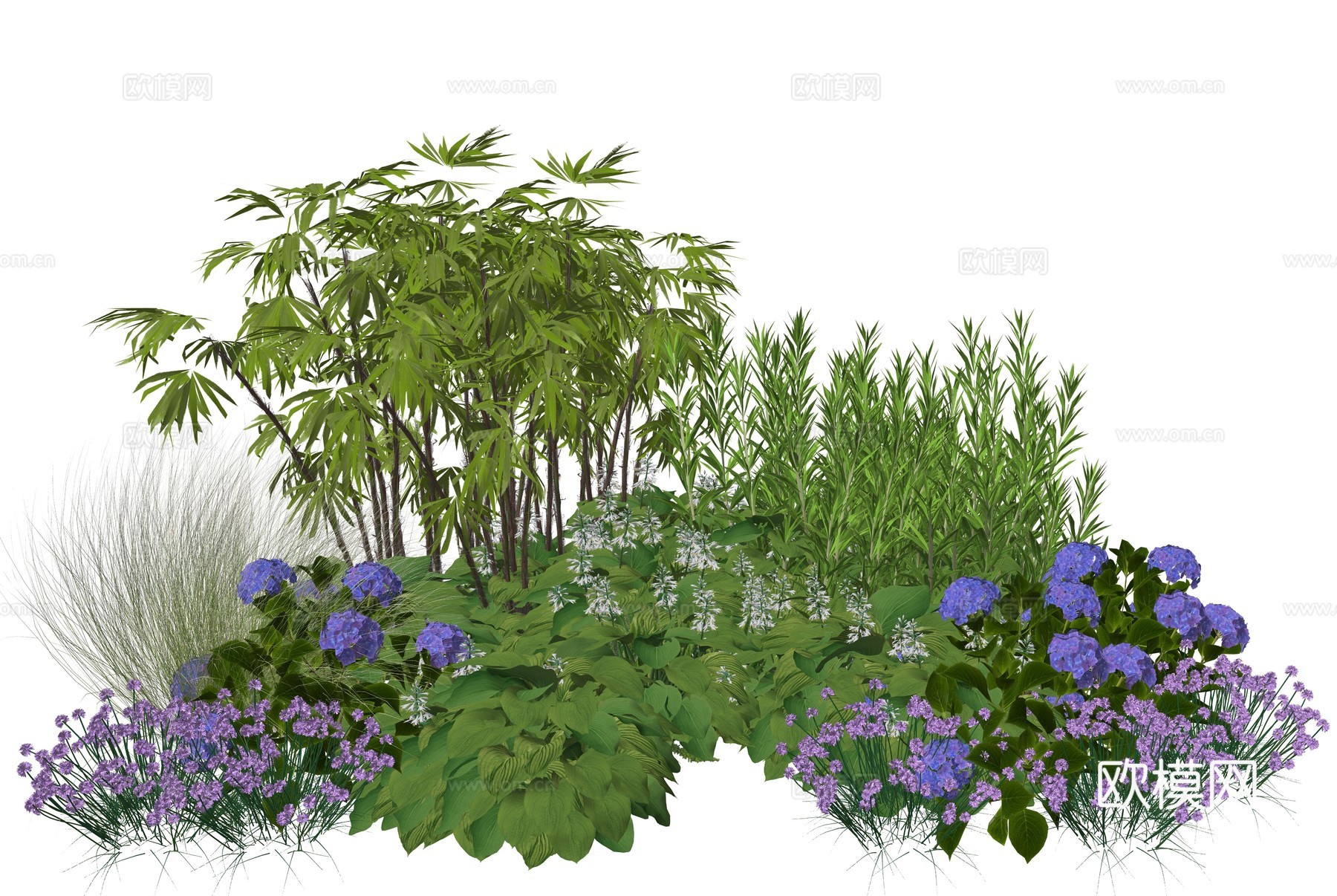 现代庭院小院植物堆植物景观组合su模型