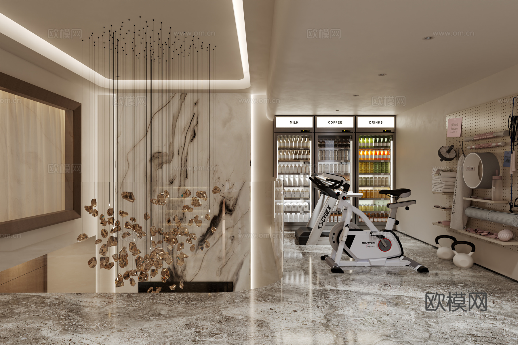 现代轻奢挑空别墅休闲区3d模型下载