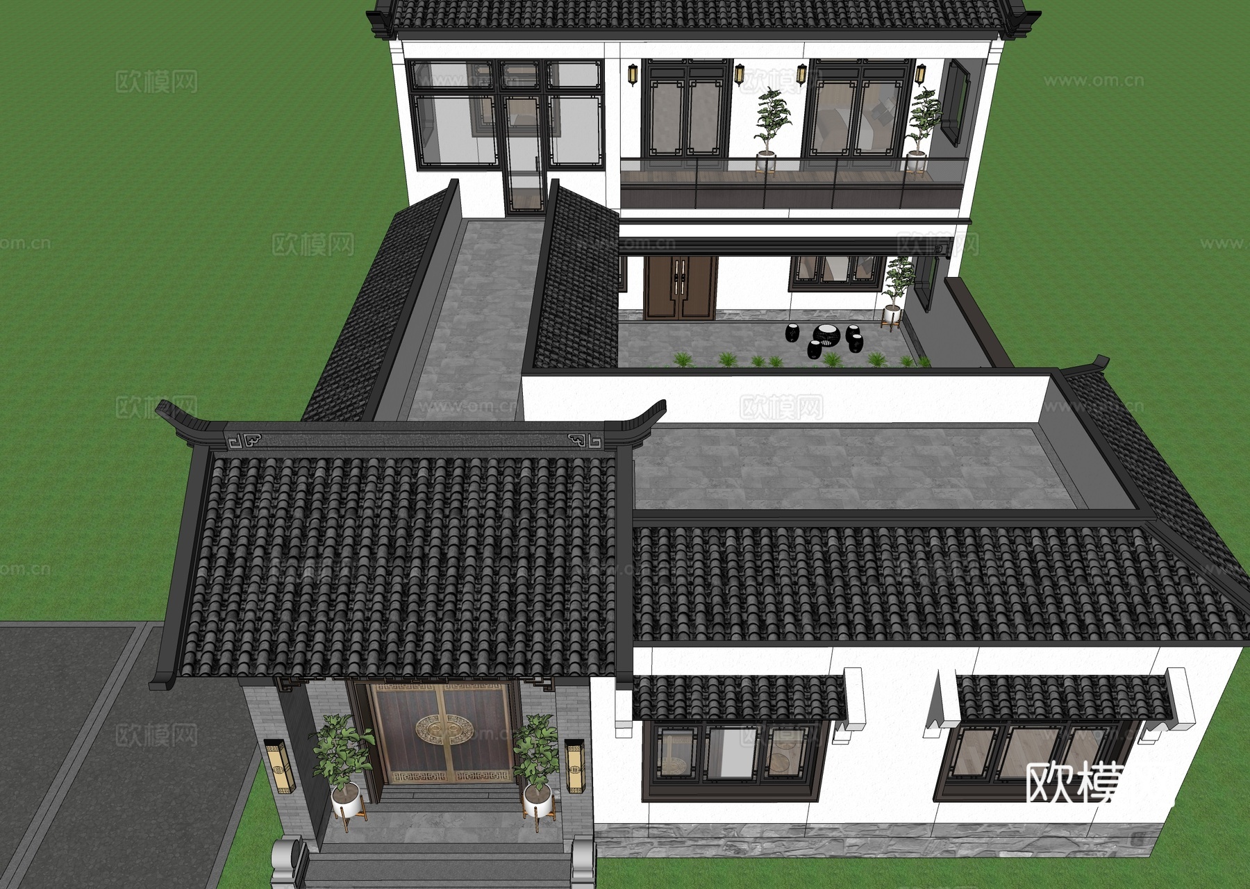 新中式四合院  庭院景观 四合院建筑 宋代建筑 苏氏园林.rsu模型